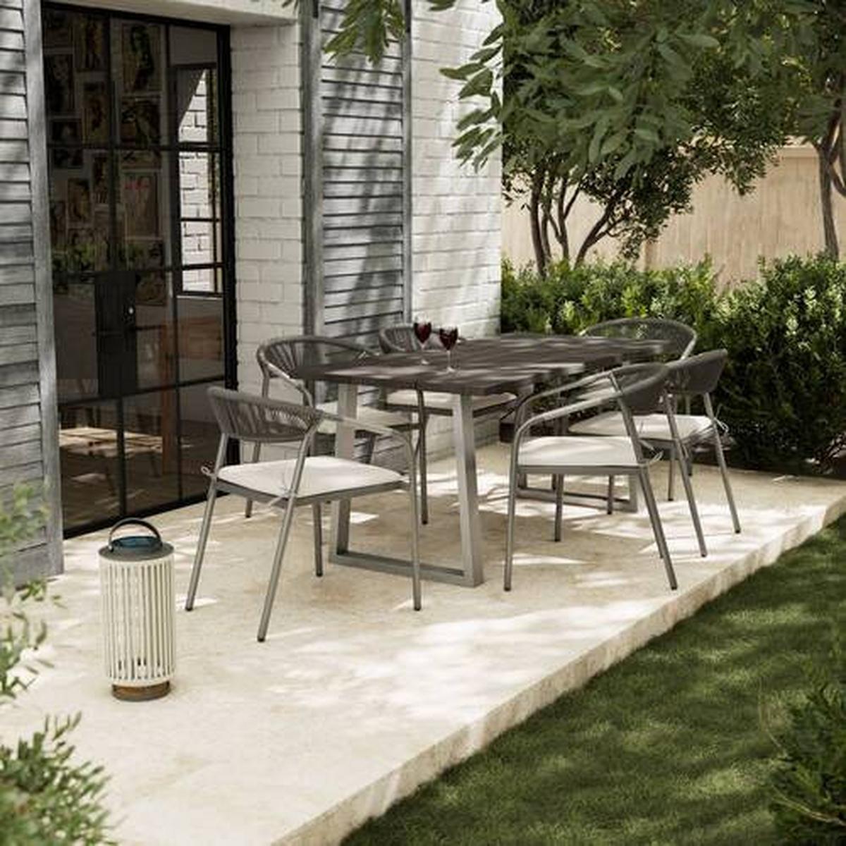 Gartensessel-Set Benicio Grau Polywood/Textilene 2er-Set - Dunkelgrau/Schwarz, MODERN, Kunststoff/Textil (56/80/64cm) - Bessagi Garden
