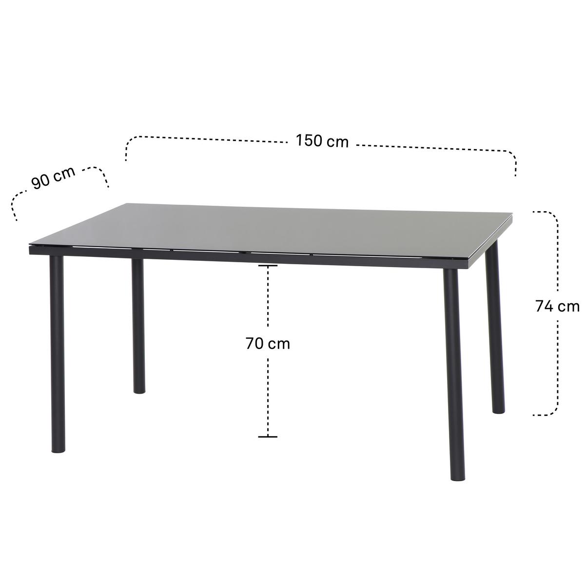 Vrtna Garnitura Torino, Siva, 7-Delno - siva, Moderno, kovina/steklo (150/74/90cm) - Beldano