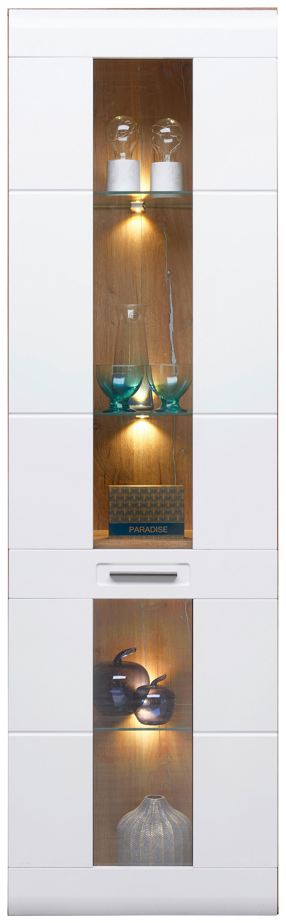 Vitrină AURIS - alb, Modern, sticlă/material pe bază de lemn (60/204,2/37,1cm) - Modern Living