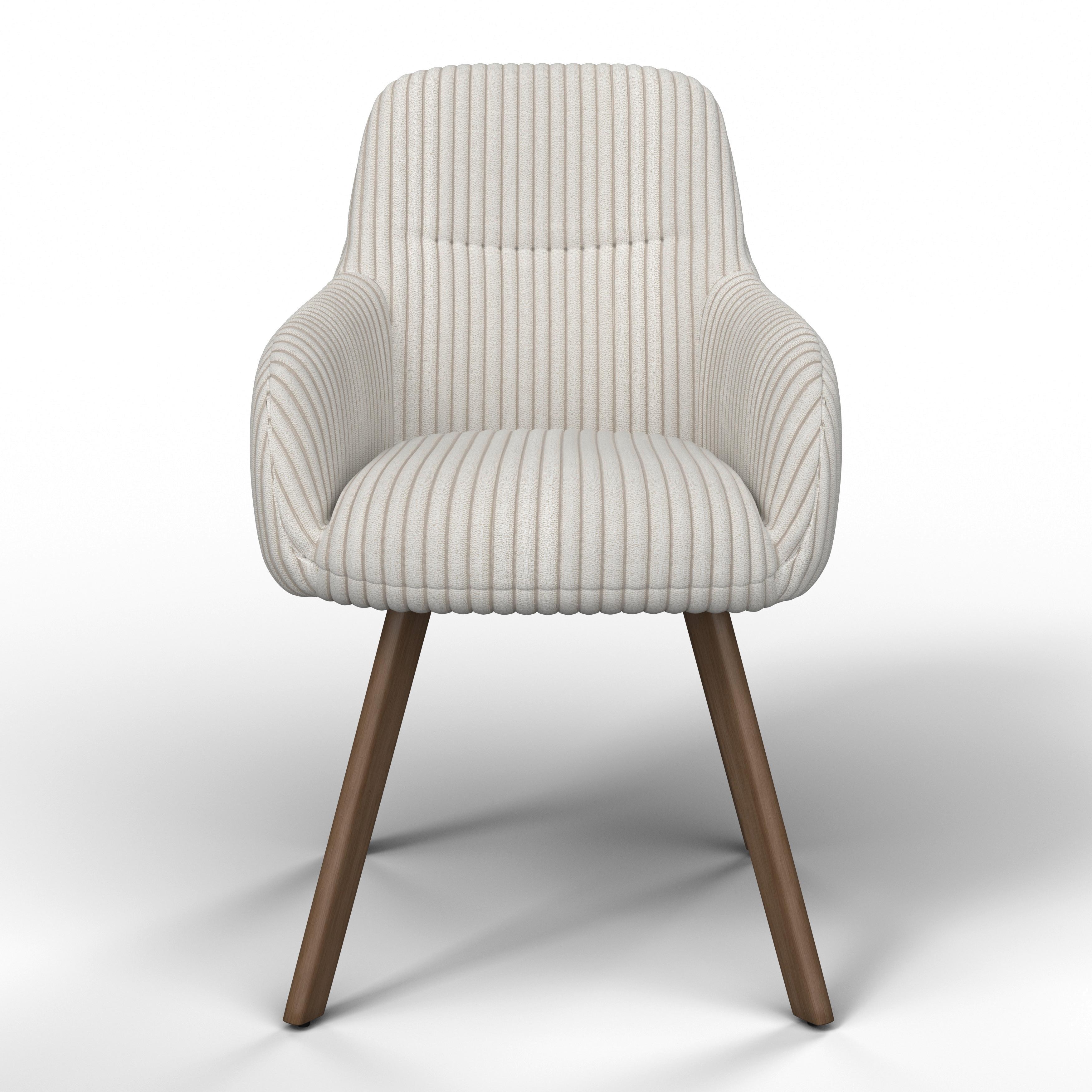 STOL MED ARMSTÖD MATTIA - beige/ekfärgad, Modern, metall/trä (56/87/61cm) - Bessagi Home