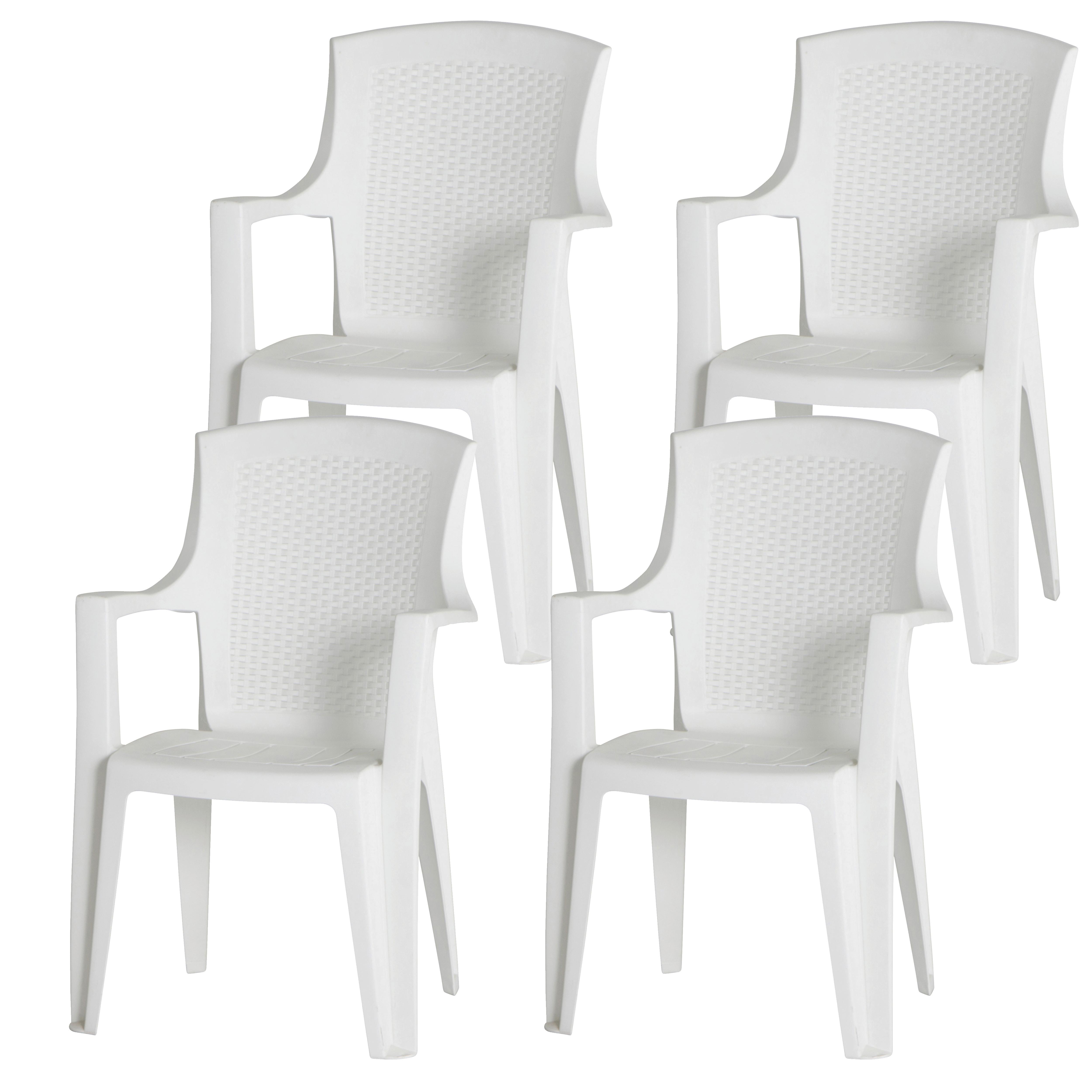 Stapelsessel-Set 4er-Set Weiß - Weiß, KONVENTIONELL, Kunststoff (55/91/46cm) - Siena Garden