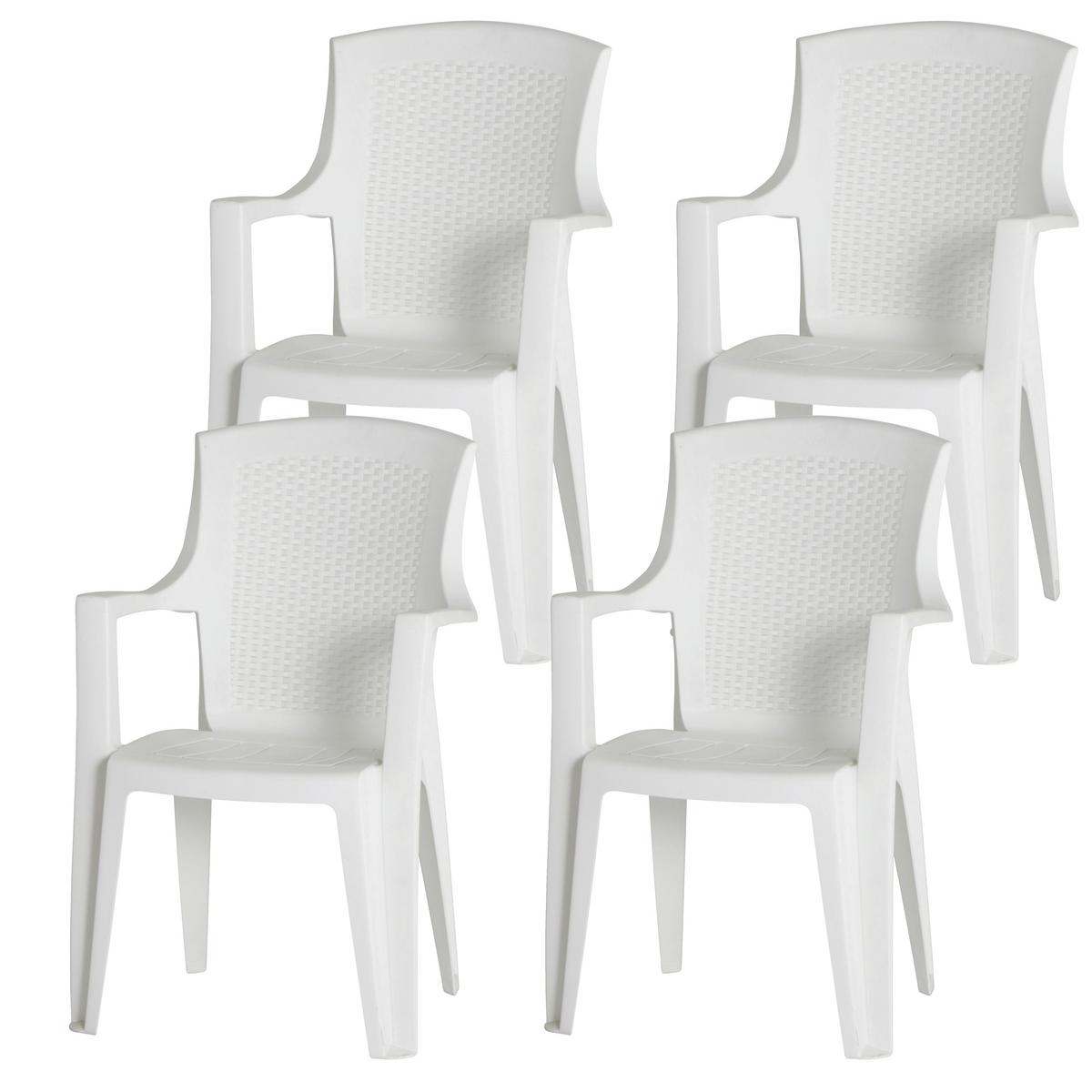 Stapelsessel-Set 4er-Set Weiß - Weiß, KONVENTIONELL, Kunststoff (55/91/46cm) - Siena Garden