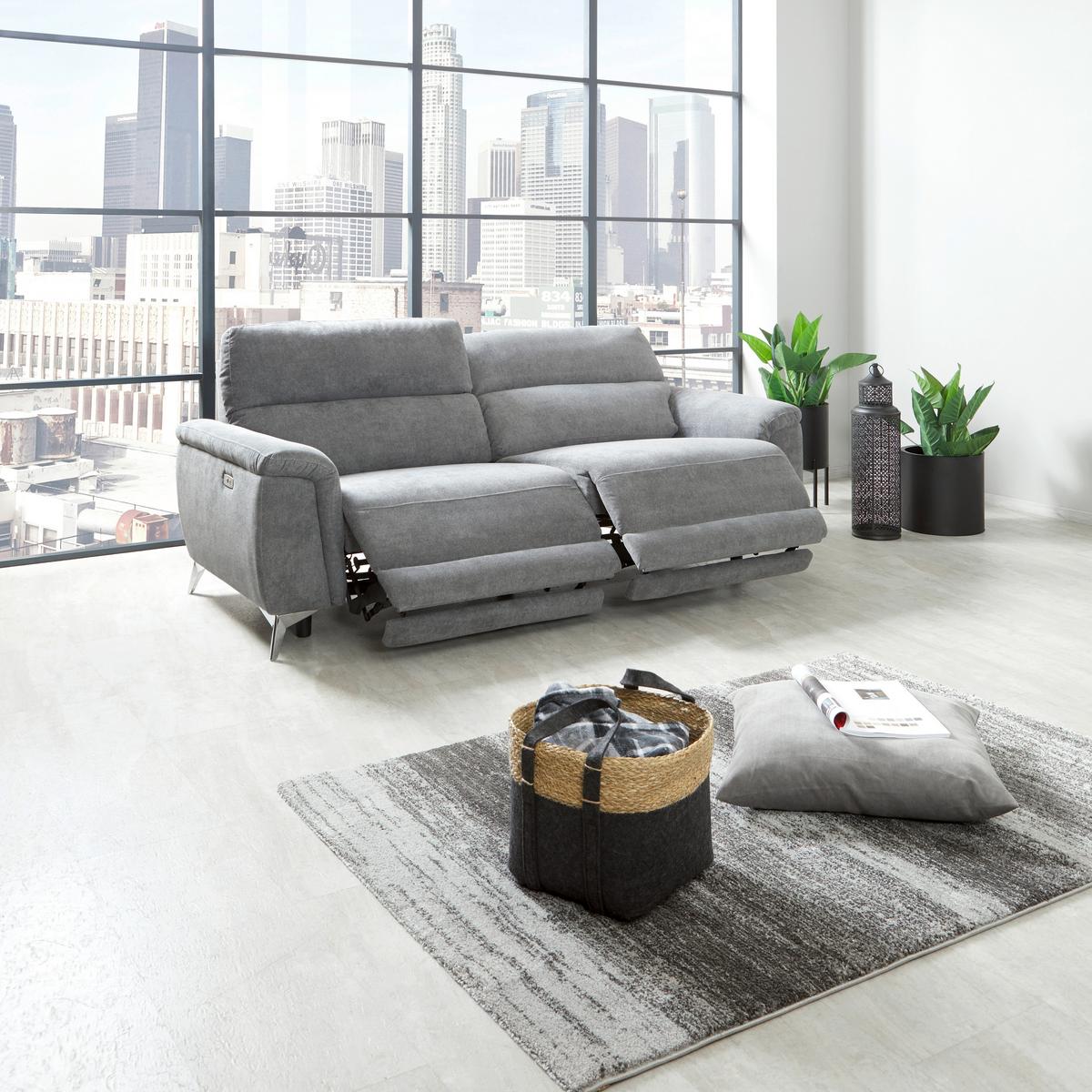 Dvosed Padua, Siva, Relax Funkcija - barve kroma/siva, Konvencionalno, kovina/tekstil (215/97/97cm) - Mömax