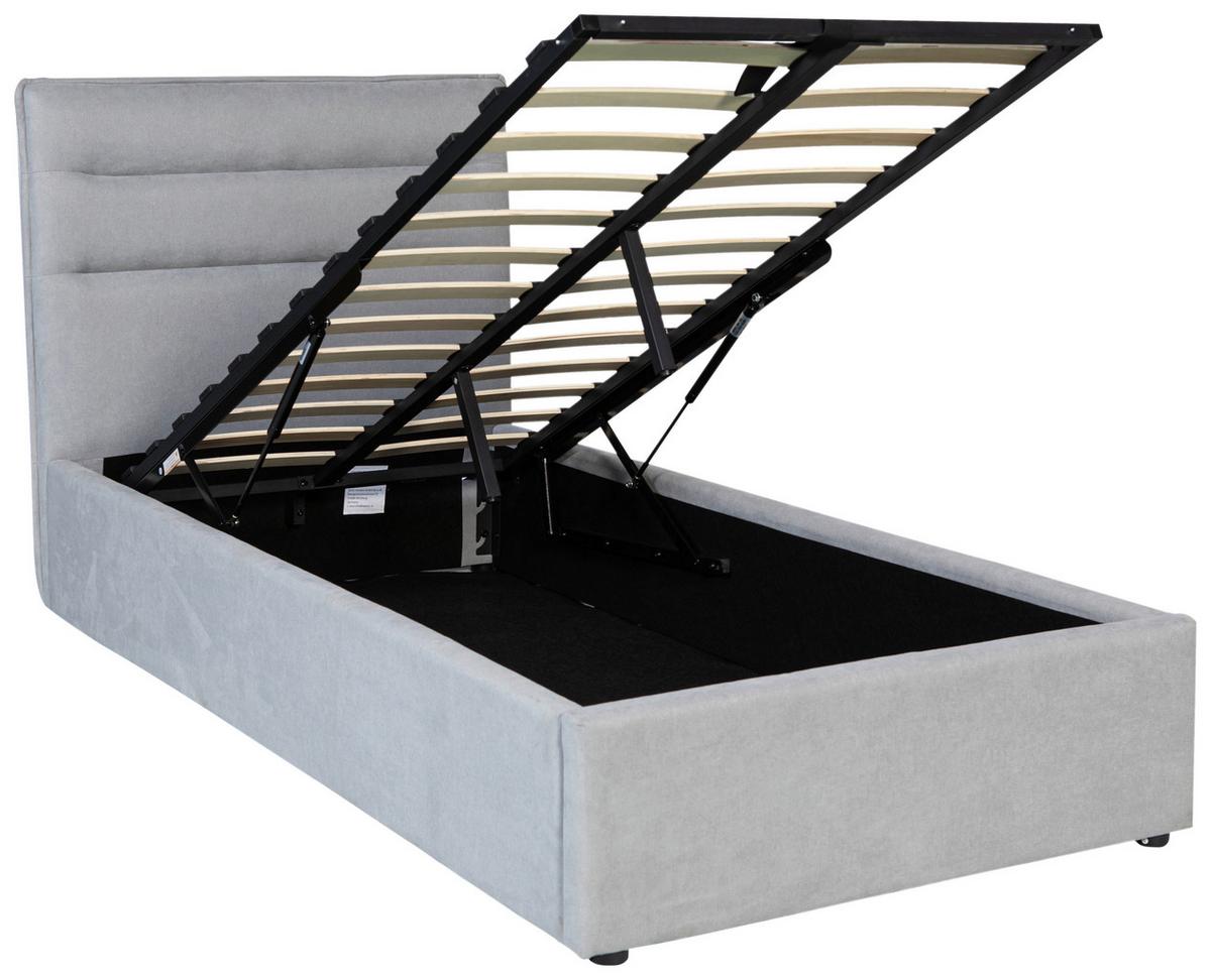 Polsterbett Sienna Hellgrau ca. 90x200cm - Hellgrau/Schwarz, LIFESTYLE, Holz/Kunststoff (90/200cm) - Based