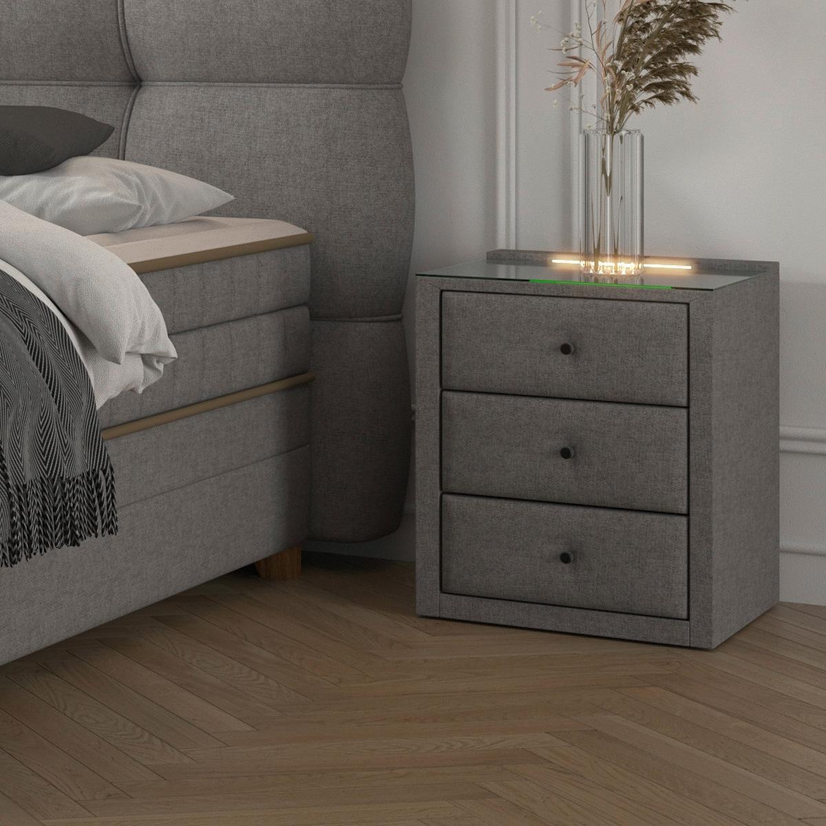 Nachtkästchen Universal Grau - Grau, KONVENTIONELL, Holzwerkstoff/Kunststoff (48/68/45,5cm) - Premium Living
