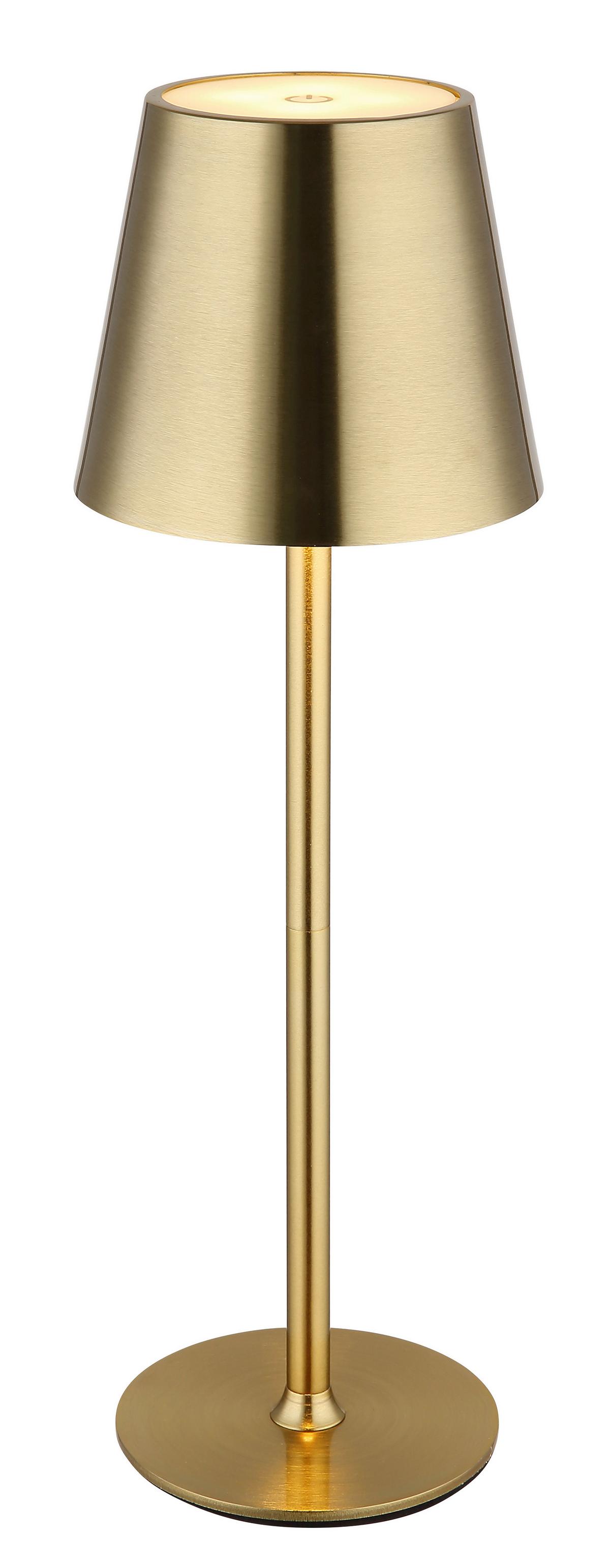 AKKU-TISCHLEUCHTE 58438M VANNIE - Weiss/Messingfarben, Design, Kunststoff/Metall (11,2/47cm) - Globo