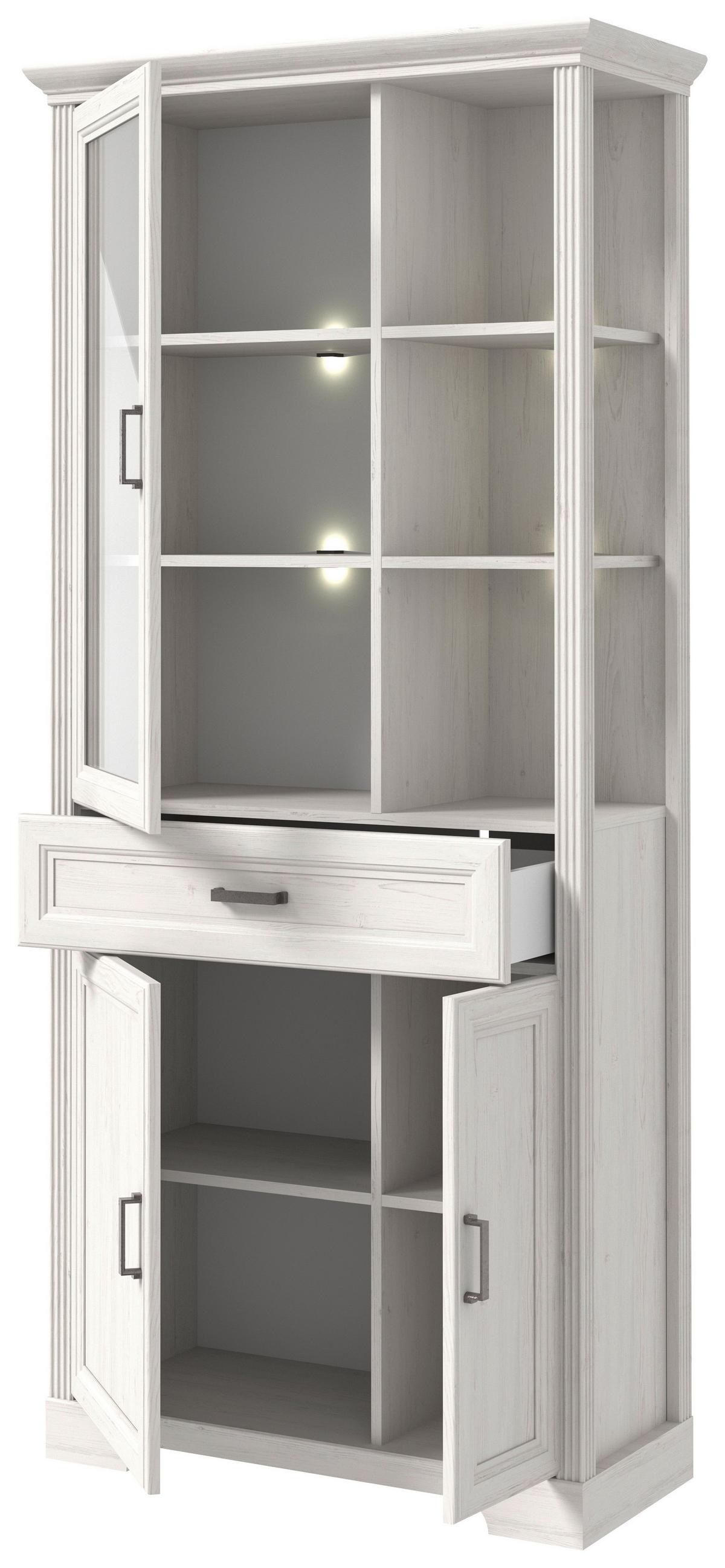 vitrine in Pinienfarben - couleur de pin, Romantik / Landhaus, métal/matériau de bois (93/204/42cm) - Zandiara