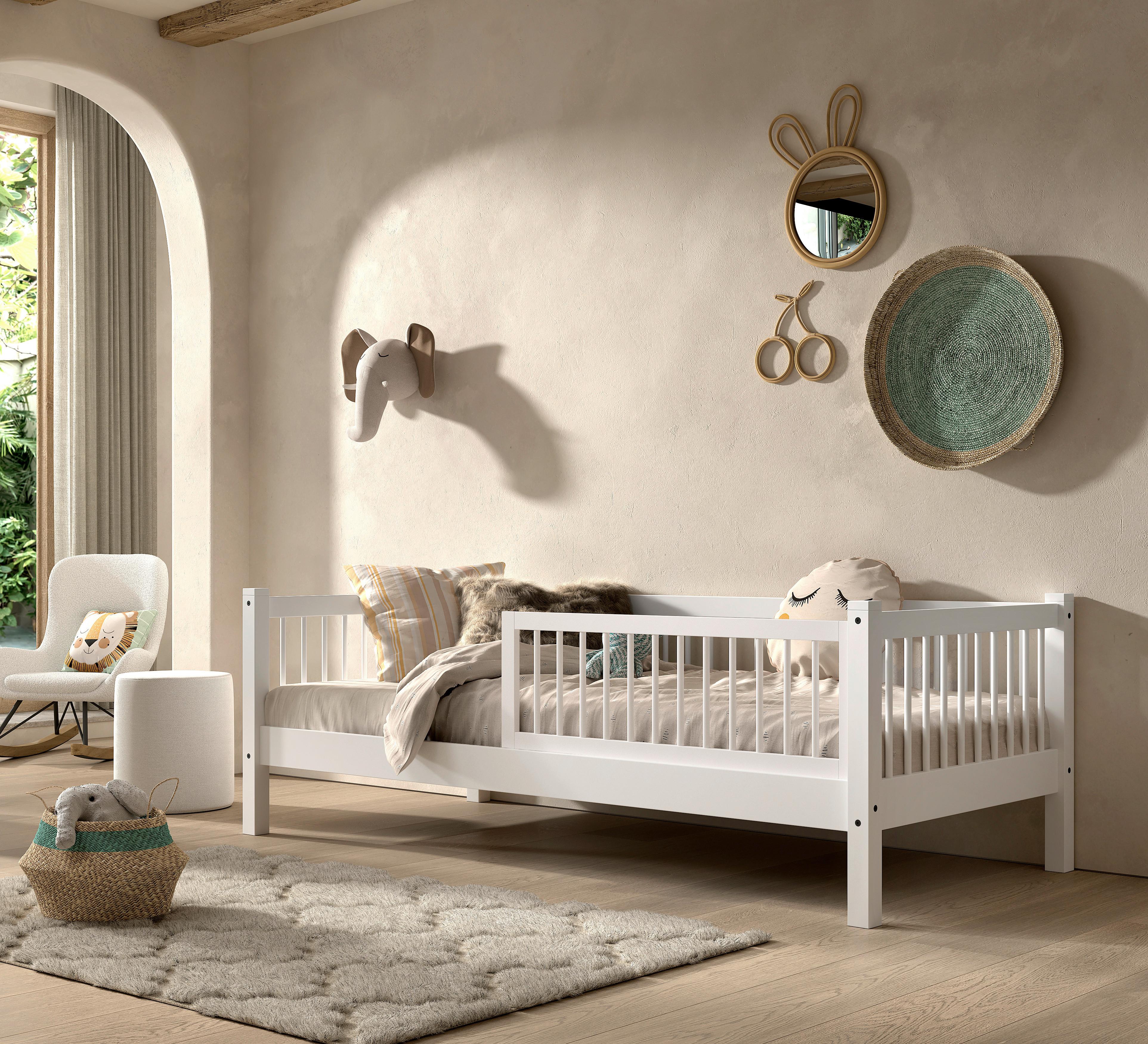 Bett FORREST Weiß ca. 90x200 cm Echtholz Buche - Weiß, MODERN, Holz (90/200cm) - Vipack