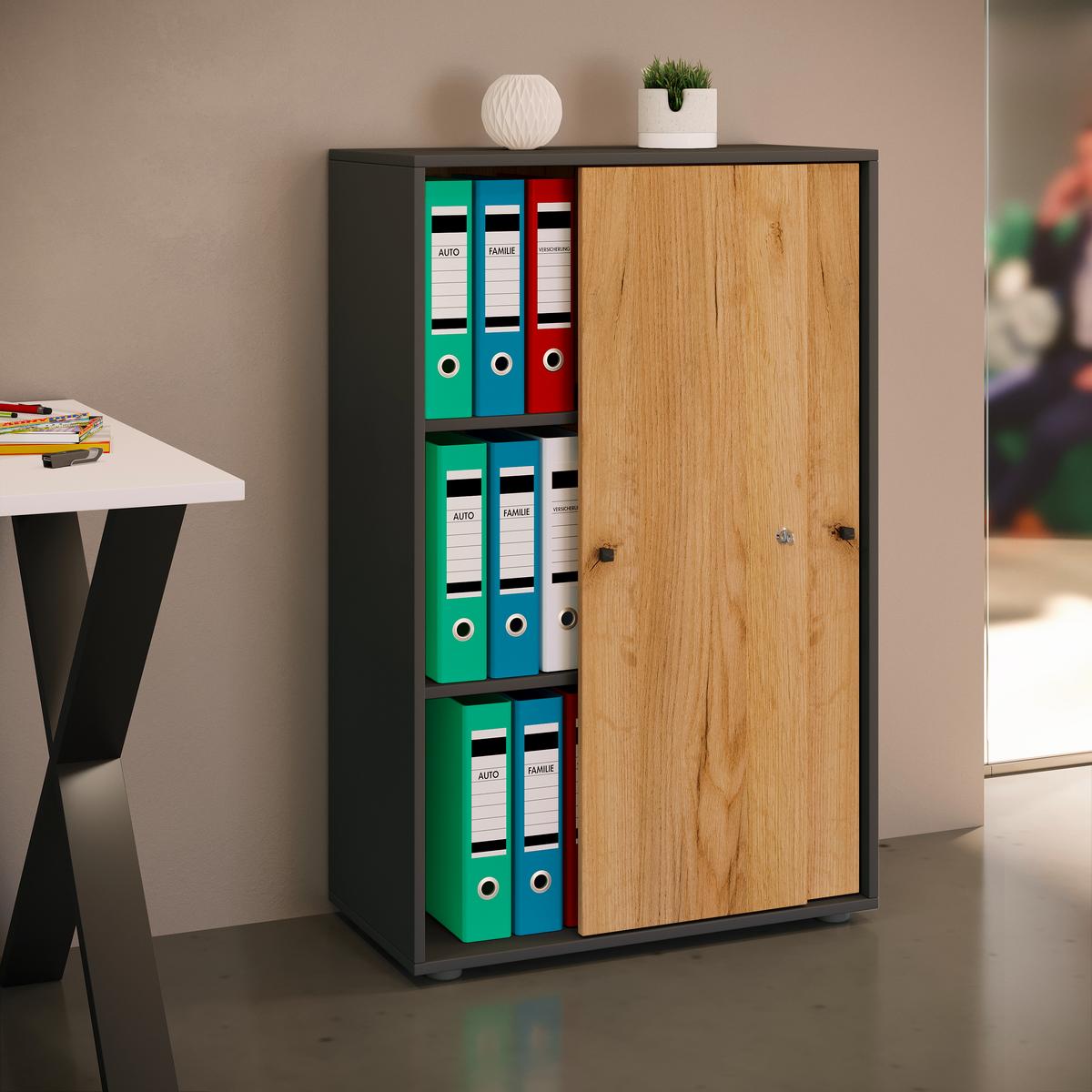 AKTENSCHRANK LONA XL - Honigeiche/Anthrazit, Design, Holzwerkstoff (70/110/39cm) - MID.YOU