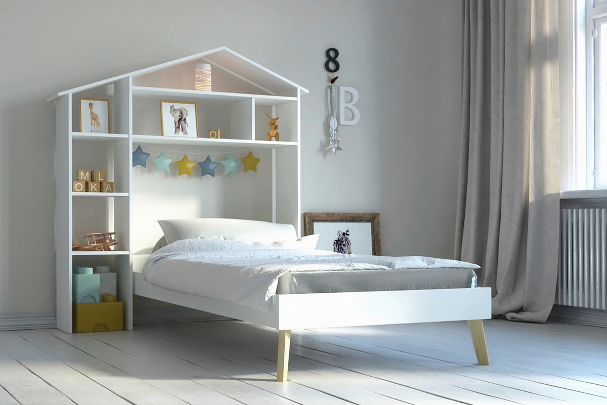 Überbauregal in Hausform Weiß - Weiß, Design, Holz/Holzwerkstoff (148/155/31cm) - Livetastic