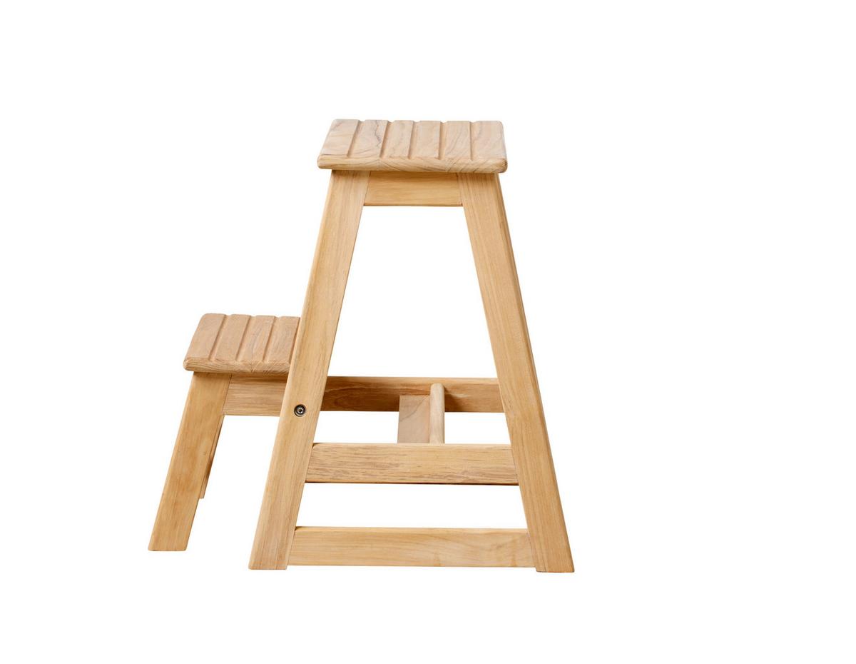 Tritthocker Skala Teak - Teakfarben, Natur, Holz (45,5/49/38,5cm) - Gardenson