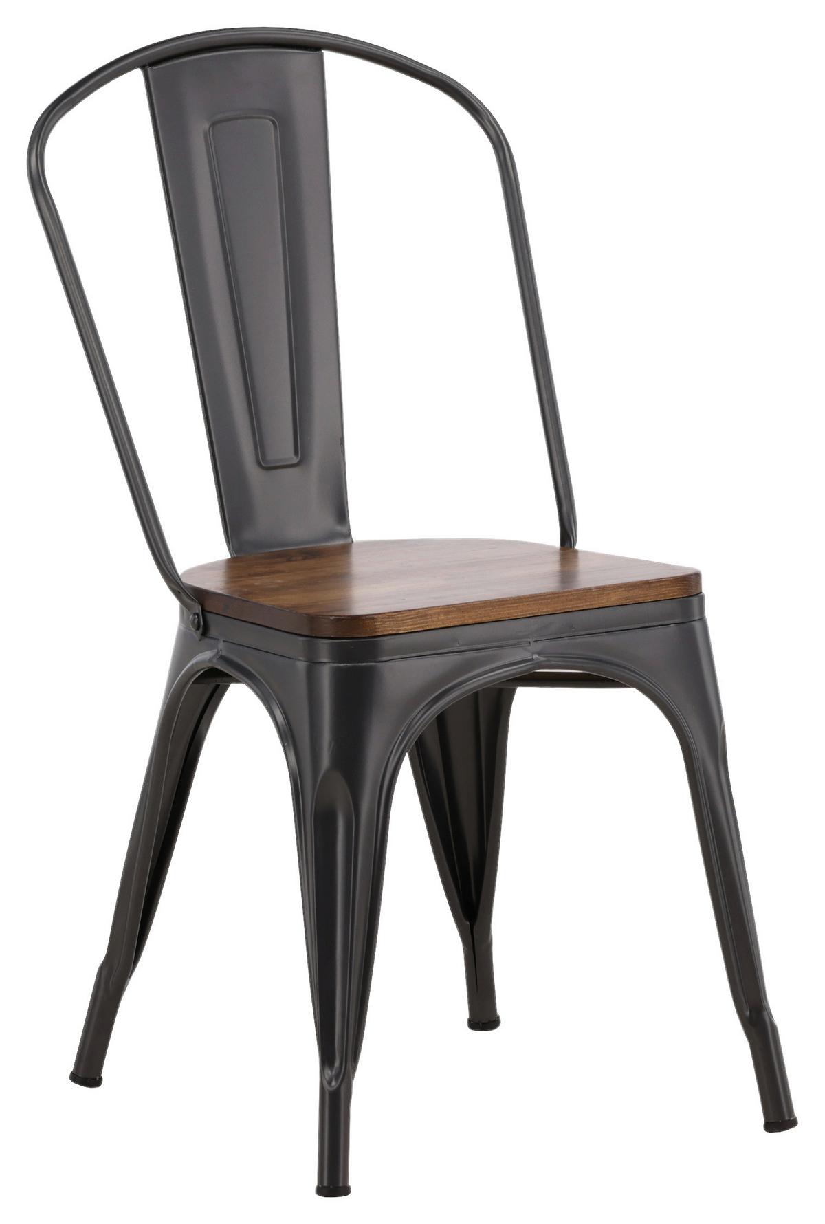 STUHL-SET TEMPE - Dunkelgrau/Dunkelbraun, Design, Holz/Metall (36/85/51cm) - Livetastic