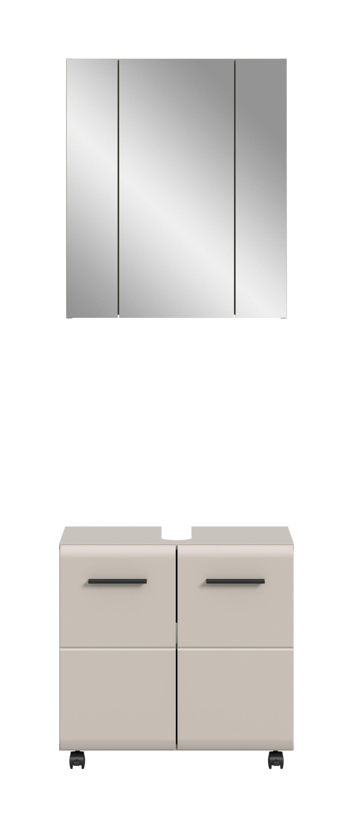 Badezimmer Ice Kaschmir 2-teilig - Kaschmir/Schwarz, Trend, Glas/Holzwerkstoff (60cm) - MID.YOU