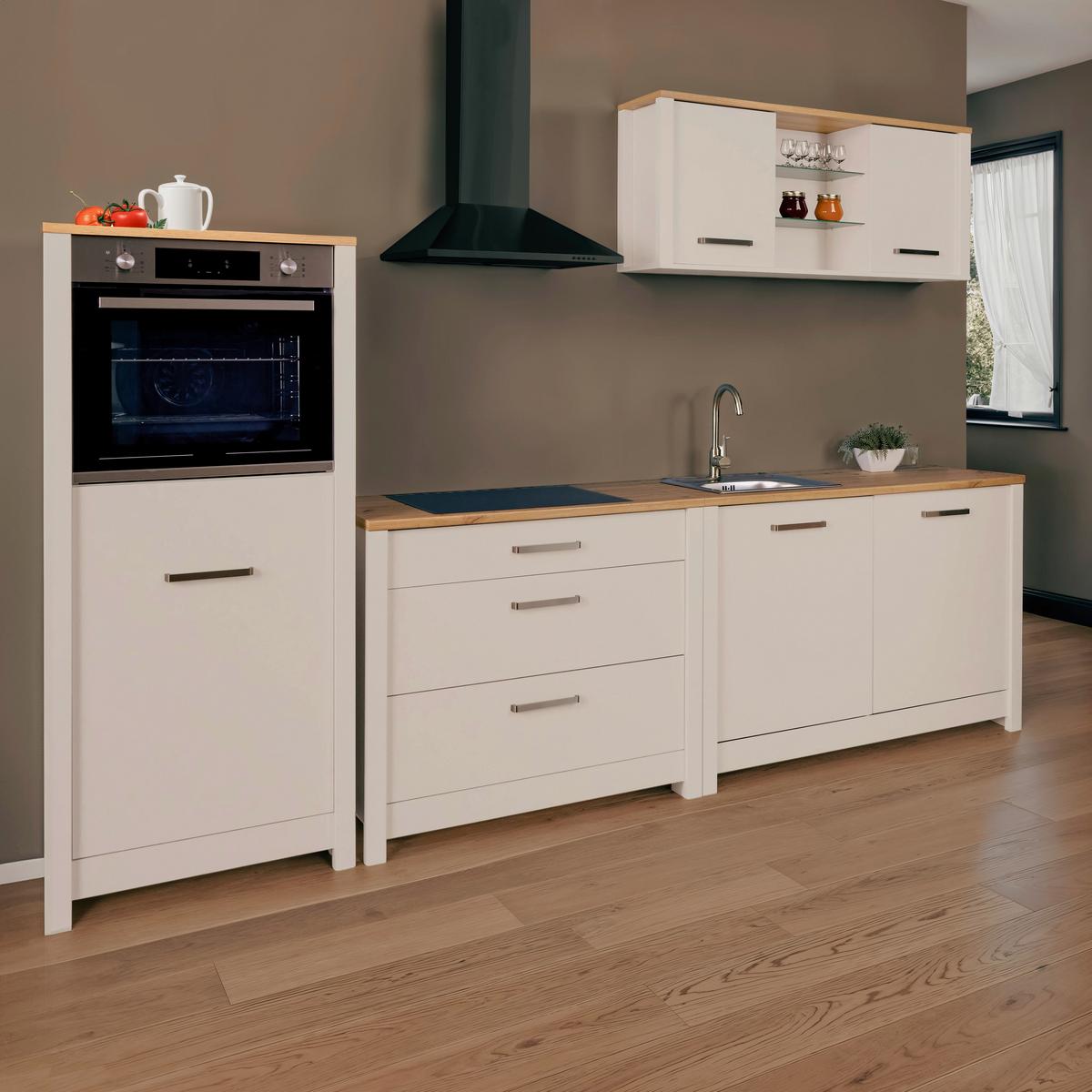 Küchenleerblock Bundle 4 o. Geräte Kaschmir - Kaschmir/Silberfarben, MODERN, Glas/Holzwerkstoff (300cm) - home24