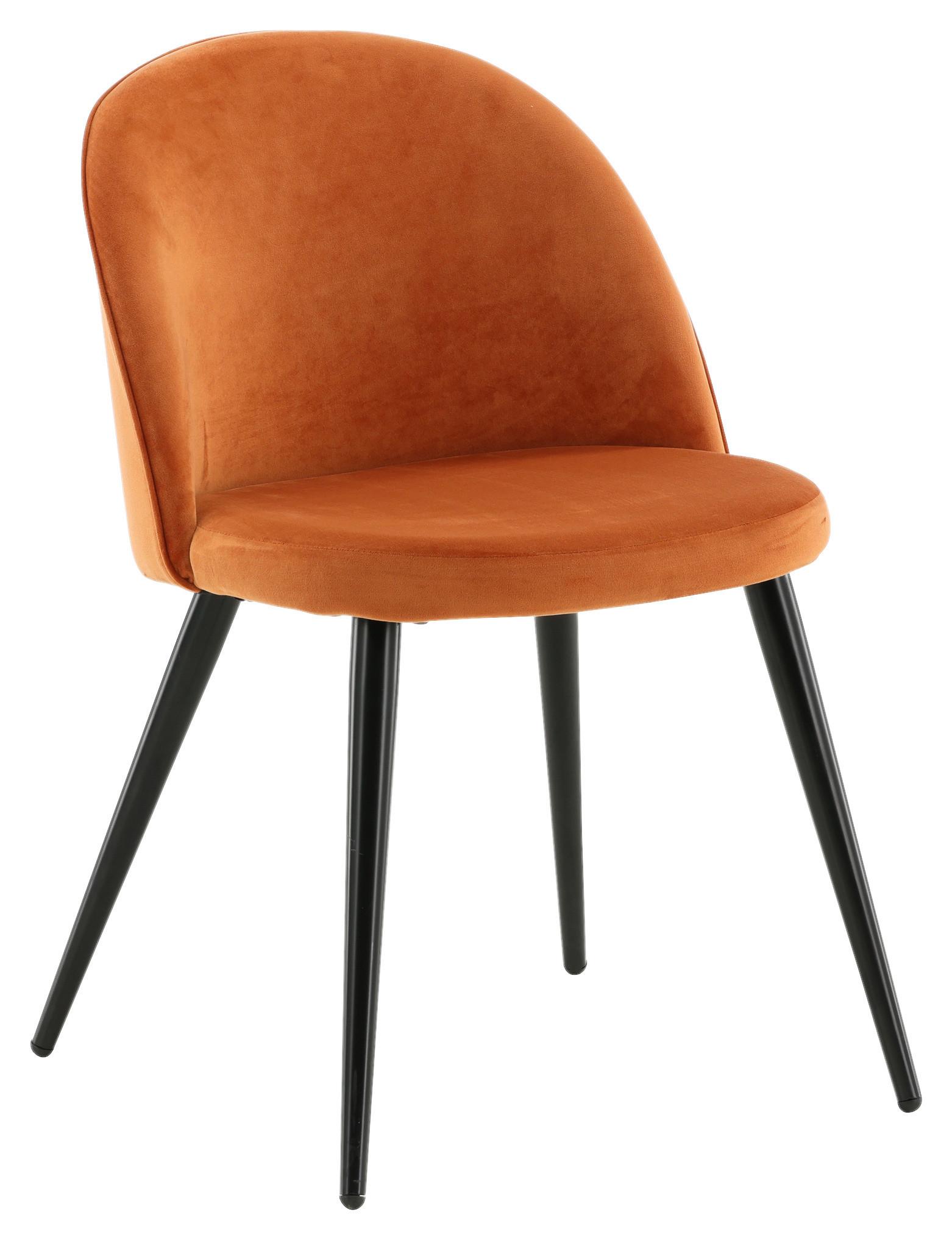 STUHL-SET VELVET - Schwarz/Orange, Design, Textil/Metall (57/76.5/50cm) - Livetastic
