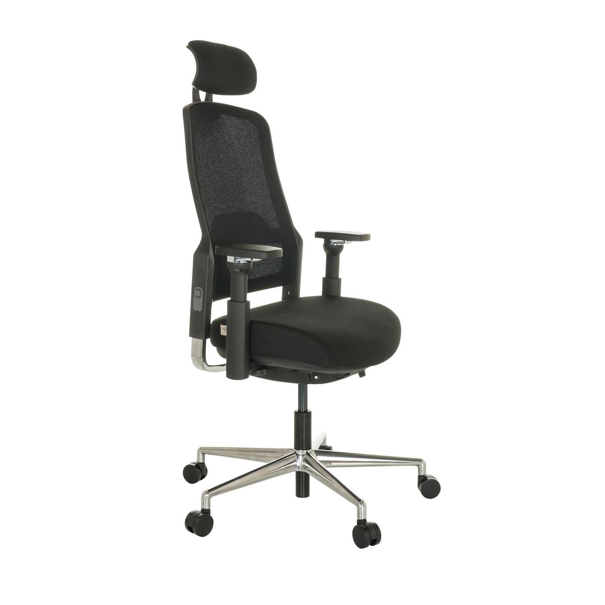 Drehstuhl Teraro AX Schwarz - Silberfarben/Schwarz, Basics, Kunststoff/Textil (65/111-126/61cm) - MID.YOU