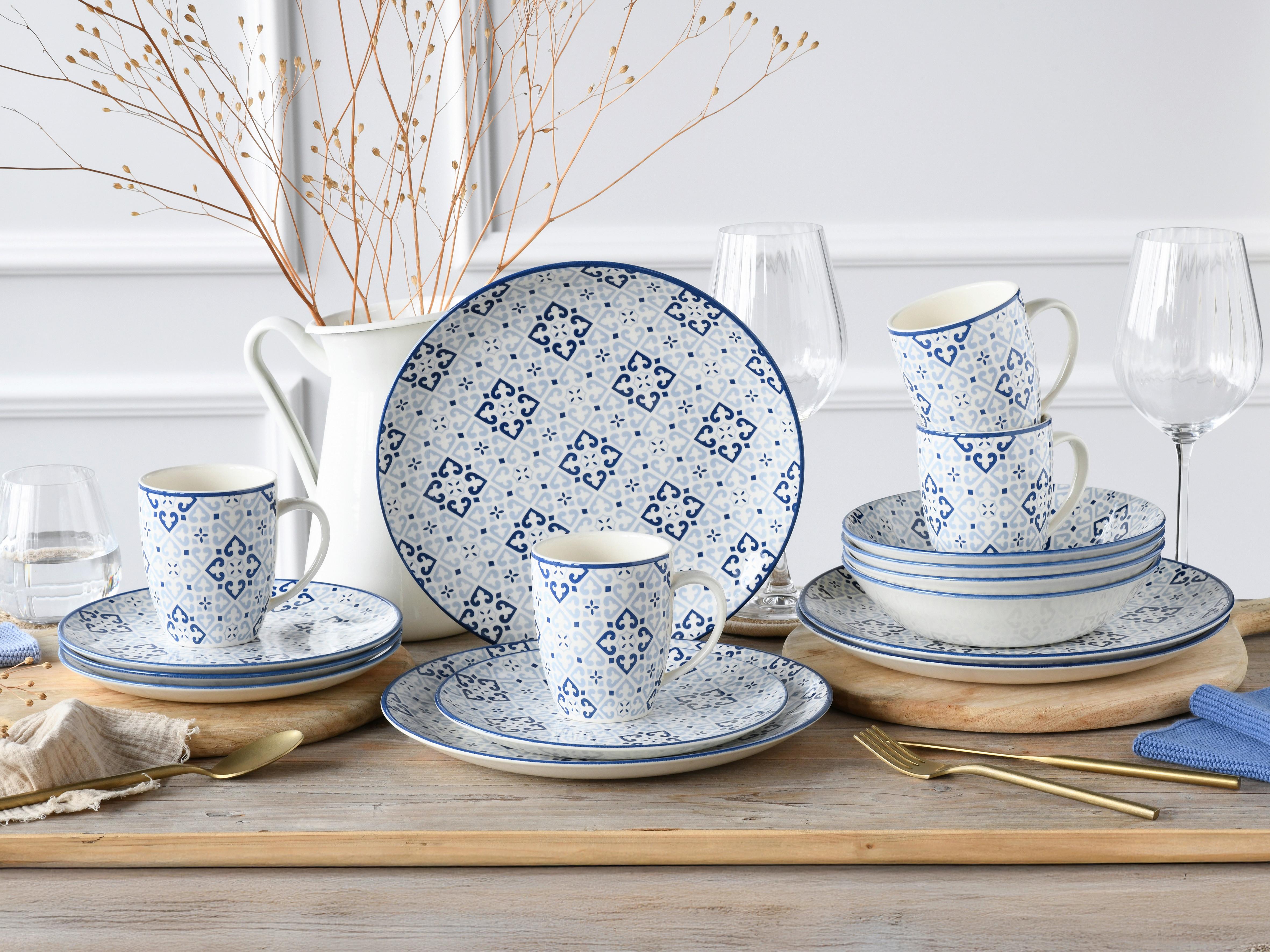 Kombinirani Servis Yara Blue, 16-Delni - modra/bela, Basics, keramika - Creatable