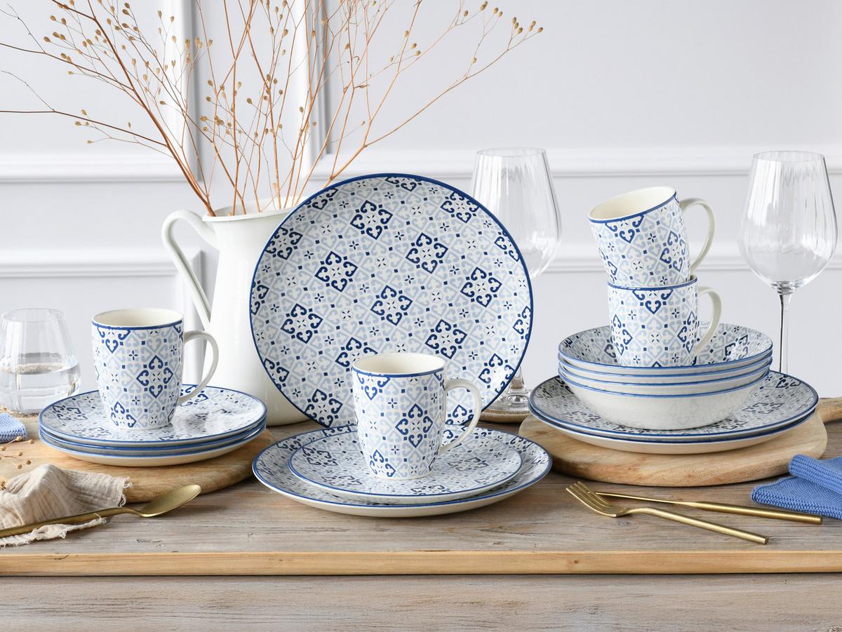 Kombinirani Servis Yara Blue, 16-Delni - modra/bela, Basics, keramika - Creatable