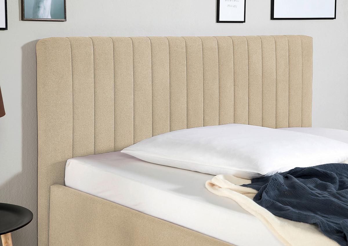 Polsterbett Sierro Beige ca. 160x200 cm - Beige/Naturfarben, MODERN, Holz/Textil (160/200cm) - Livetastic
