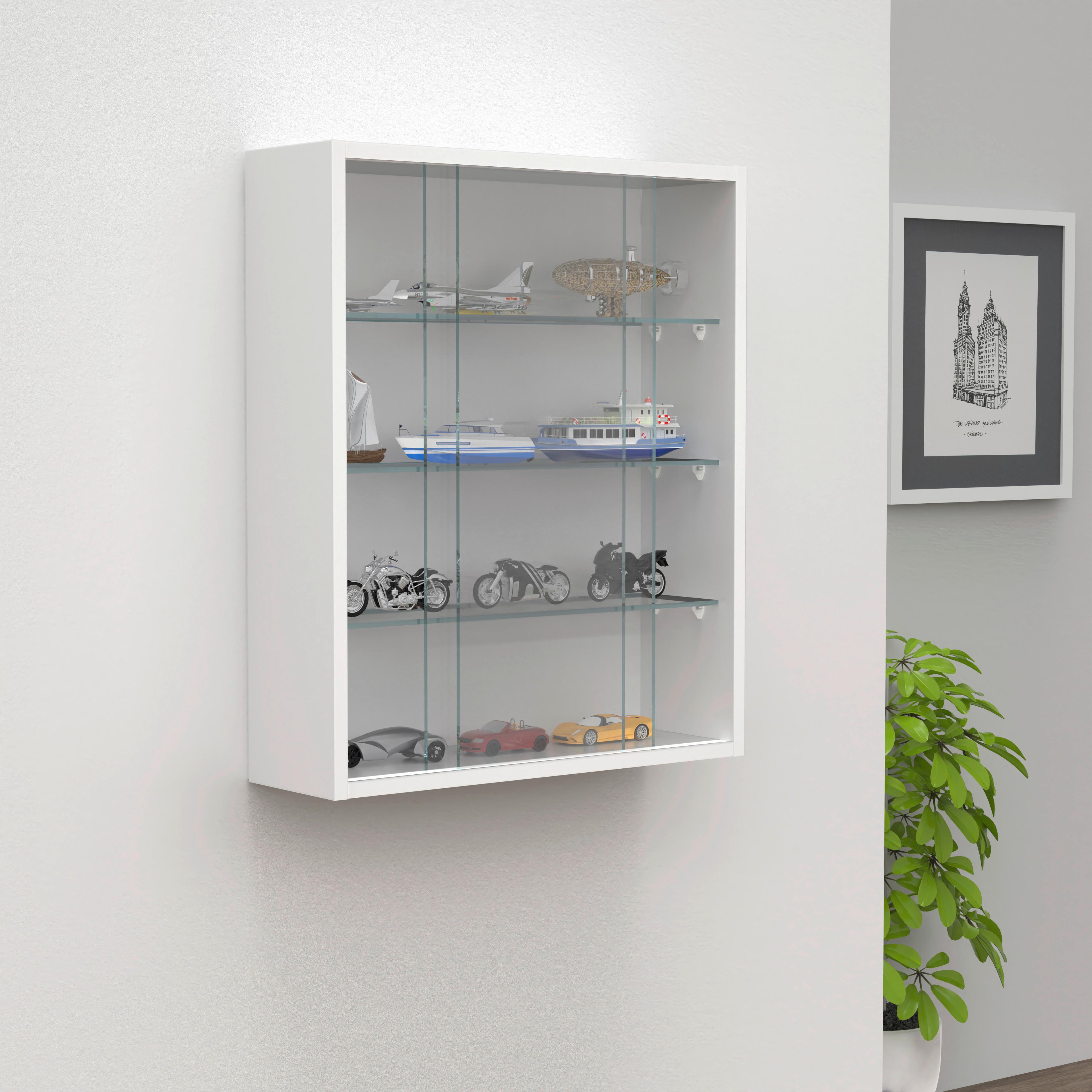 HÄNGEVITRINE DRIVALO M - Weiss/Transparent, Design, Glas/Holzwerkstoff (50/60/15cm) - MID.YOU