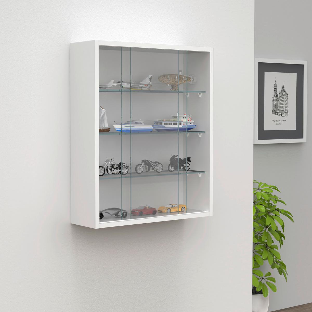 HÄNGEVITRINE DRIVALO M - Weiss/Transparent, Design, Glas/Holzwerkstoff (50/60/15cm) - MID.YOU