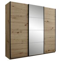 Dulap cu uși culisante CARANO - stejar Artisan, Konventionell, sticlă/material pe bază de lemn (215/204/63cm) - Modern Living