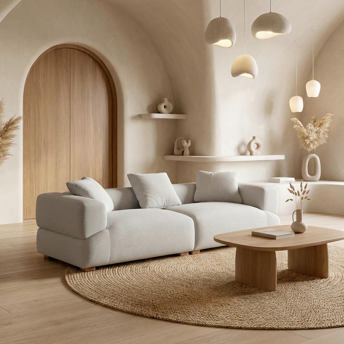 CANAPEA TALIA - bej/kaki, Modern, lemn/textil (237/60,5/98cm) - Bessagi Home