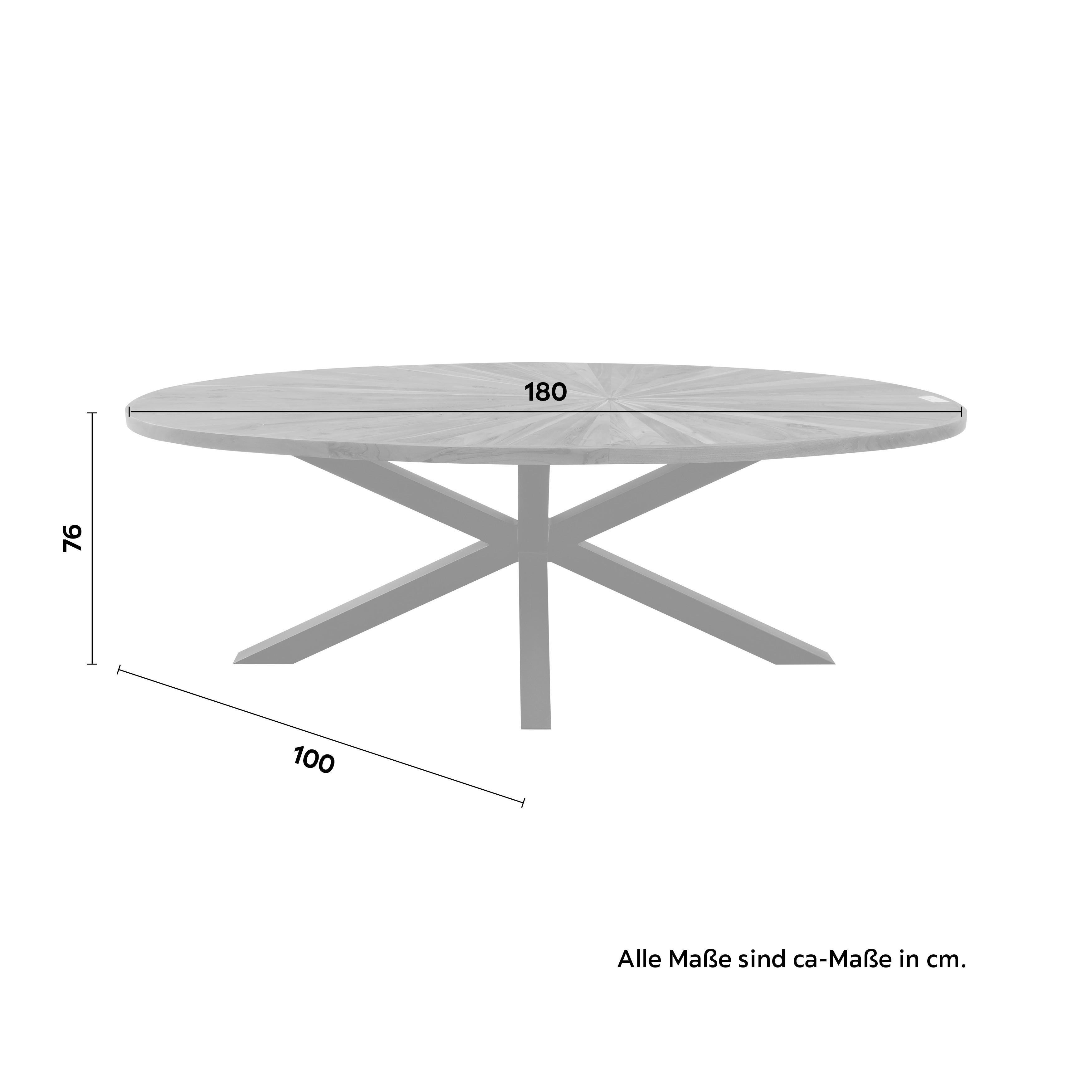 MATBORD ORBIT - svart/akaciefärgad, Design, metall/trä (180/76/100cm) - Zandiara
