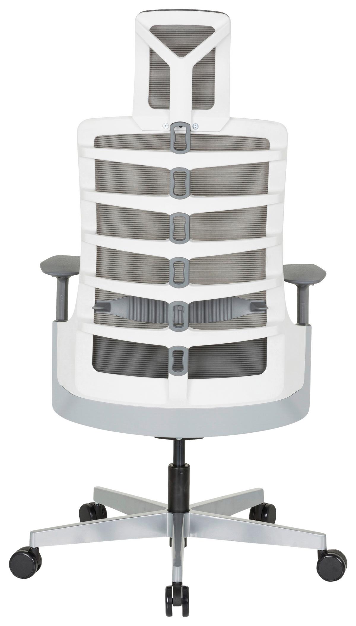 Pisarniški Stol Skarif, Črna, Siva, Bela - siva/črna, Moderno, kovina/umetna masa (64/128/62cm) - MID.YOU