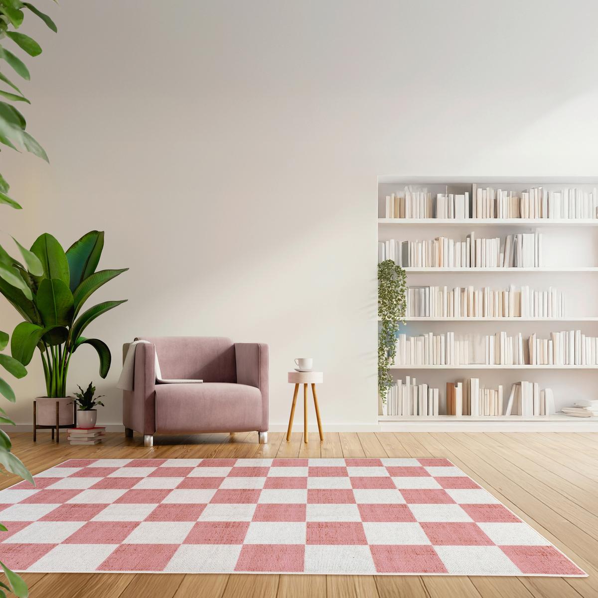 DYWAN TUFTOWANY JACK MESIO-URBAN8159 - szarobiały/jasnoróżowy, Design, tkanina (130/190cm) - Lindorug