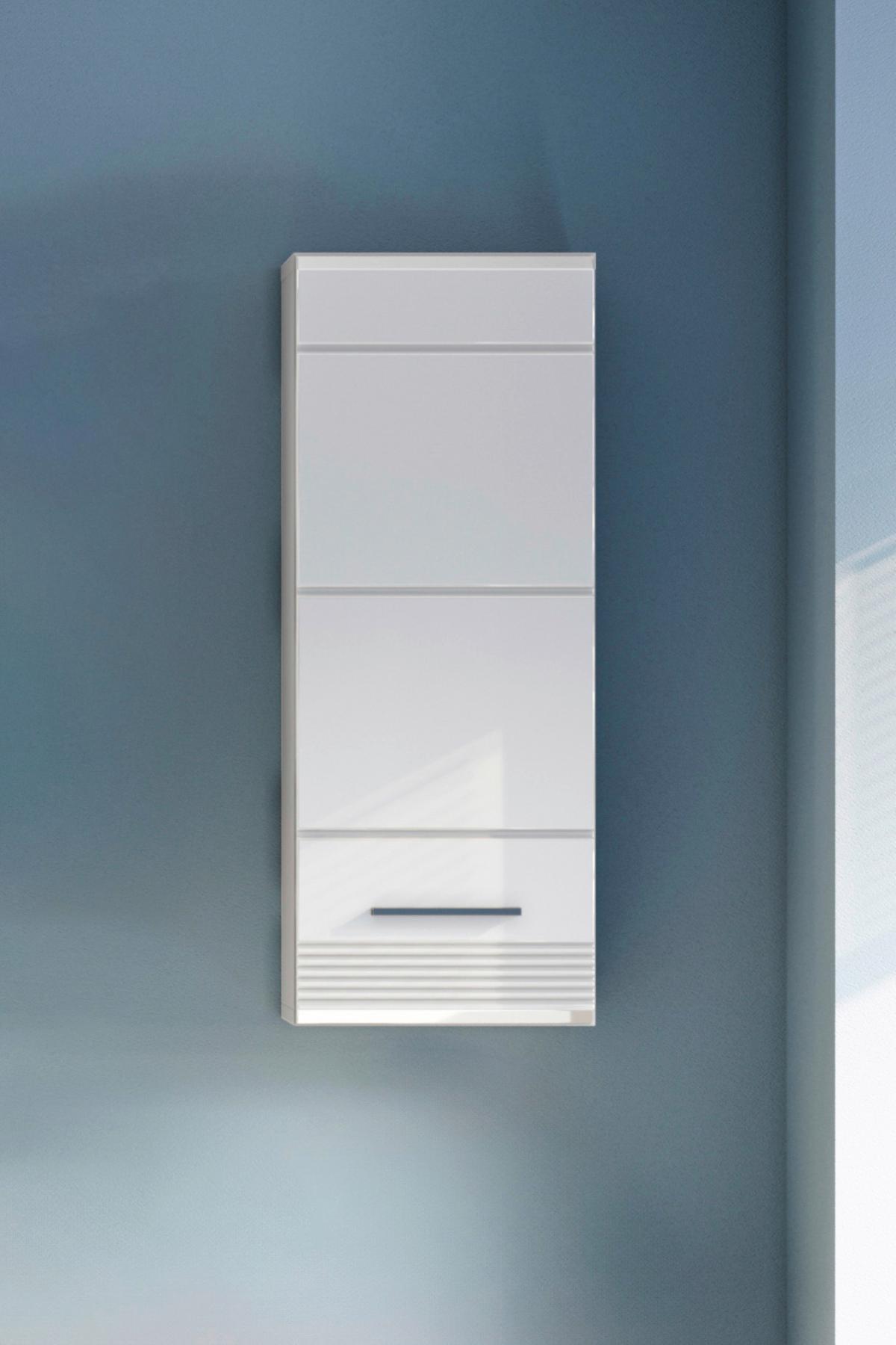 Hängeschrank Linus ca. 30x77 cm Weiß - Weiß Hochglanz/Weiß, MODERN, Holzwerkstoff/Kunststoff (30/77/23cm) - MID.YOU