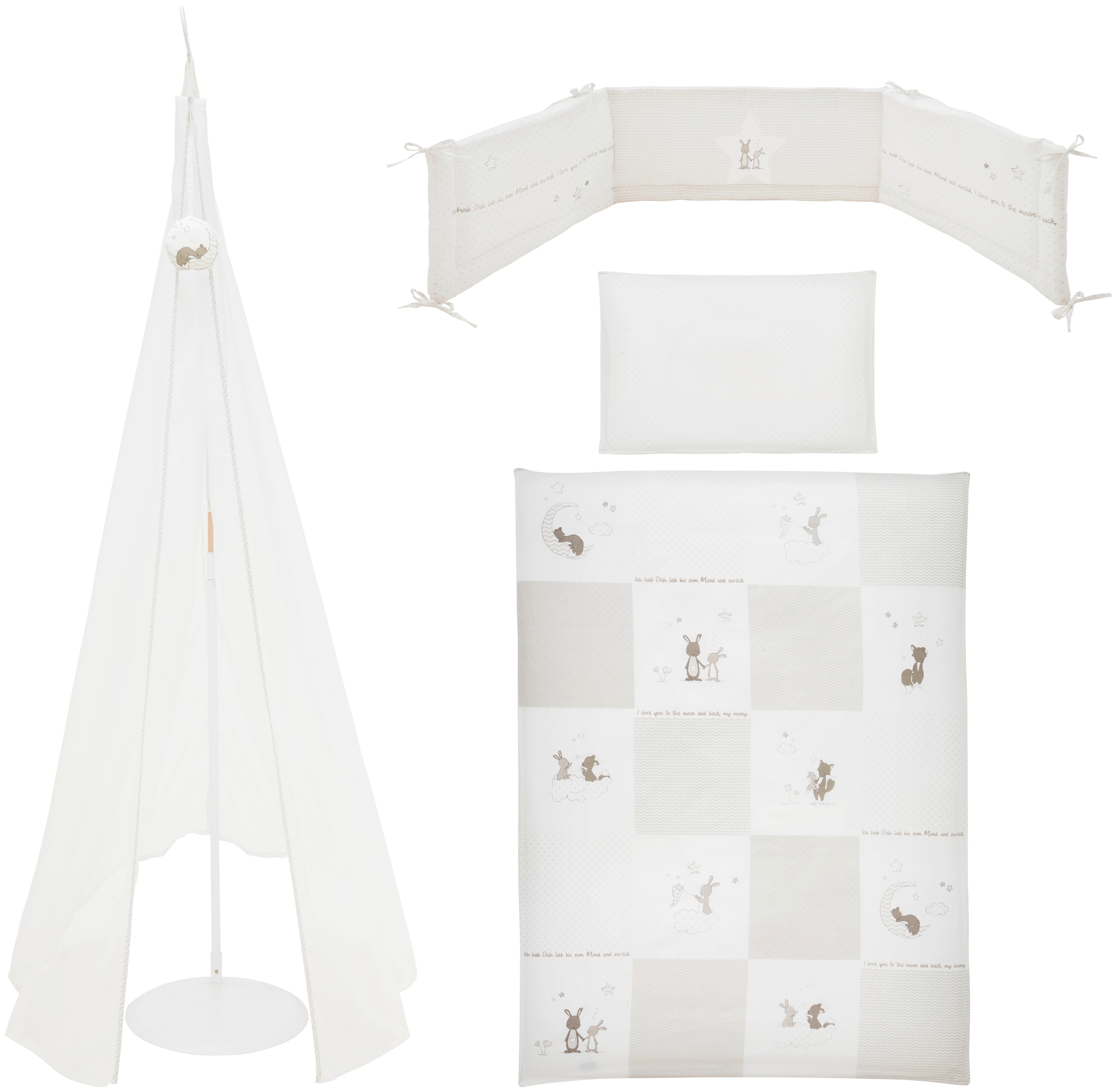 Gitterbettset Fox und Bunny in Weiss - Textil (70/140cm) - Roba