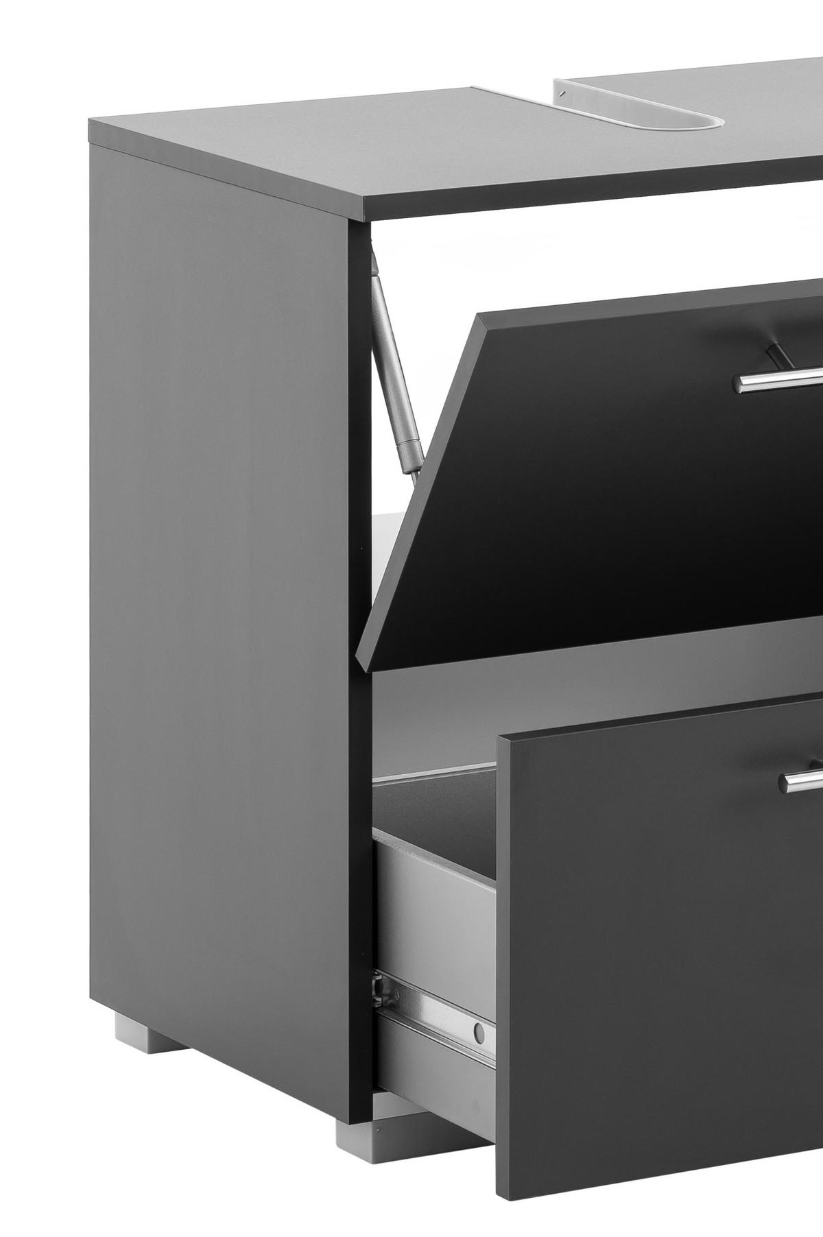 Waschbeckenunterschrank Carlos Anthrazit B: ca. 40 cm - Chromfarben/Anthrazit, KONVENTIONELL, Holzwerkstoff/Metall (40,2/59,1/35cm) - MID.YOU