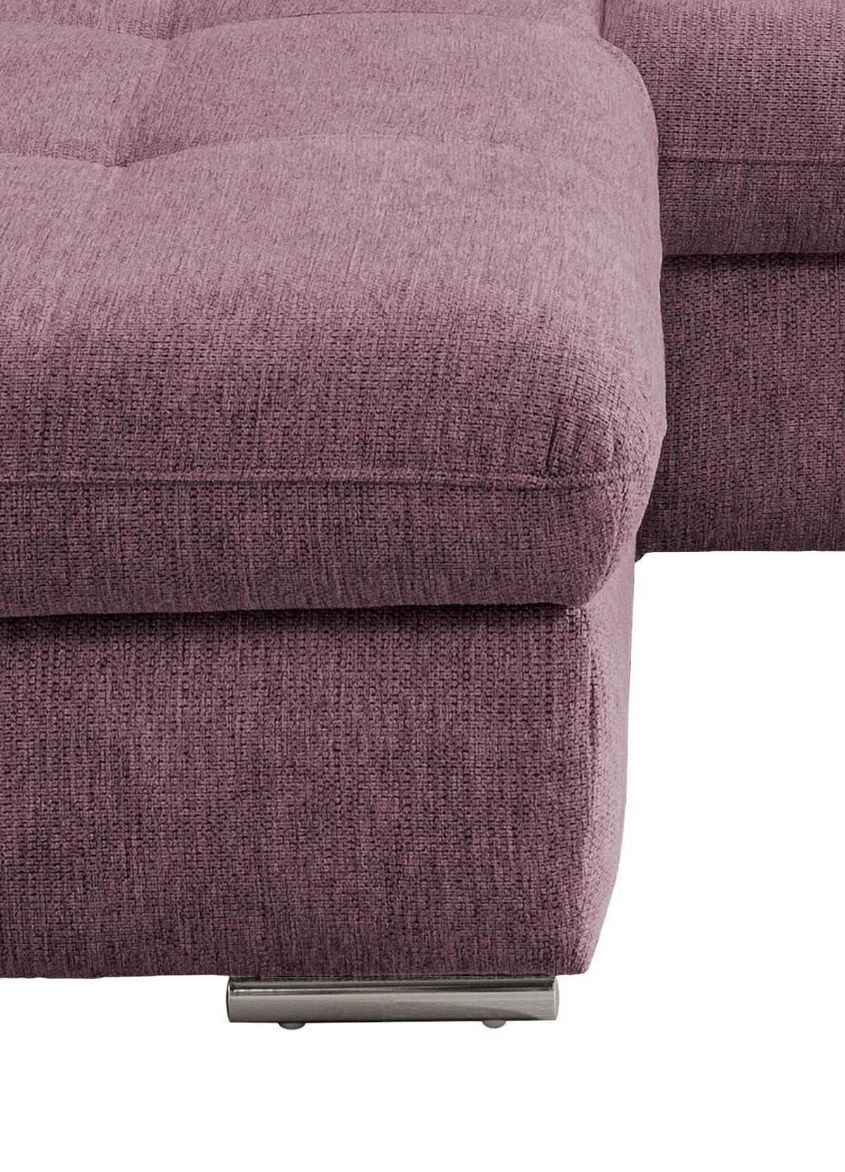 Wohnlandschaft Dalida Brombeere Chenille - Chromfarben/Brombeere, Design, Textil/Metall (196/300cm) - Livetastic
