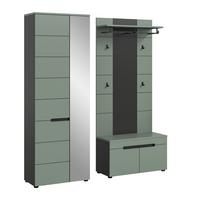 Predsoba Canu, Sivozelena, 3-Delna - Design, leseni material (160/190/37cm) - Livetastic