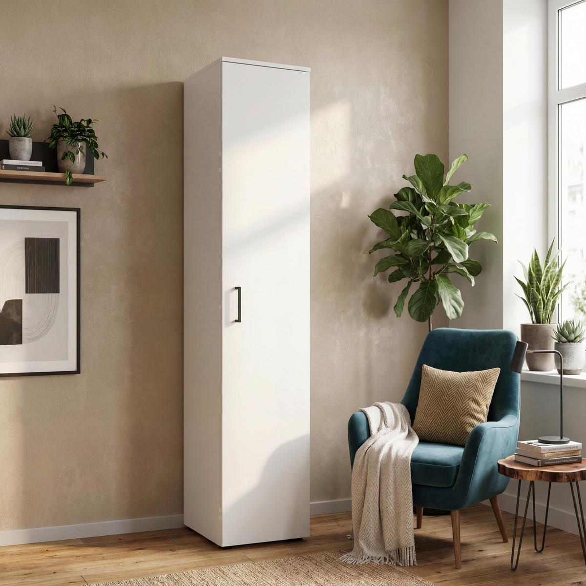 Ormar Multi - bijela/crna, Moderno, drvni materijal/plastika (45/195/40cm) - Modern Living