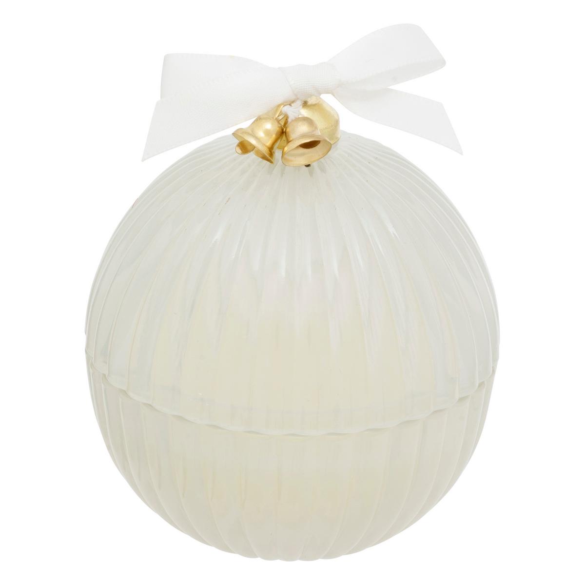 Lumânare în pahar de sticlă Ball, cca. 50 g - verde închis/alb, Modern, sticlă/materiale naturale (7,9/8,6cm)