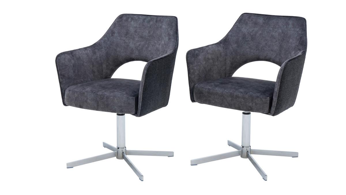 Karosszék Valletta - krómszínű/antracit, Konventionell, textil/fém (61/85/60cm) - Premium Living
