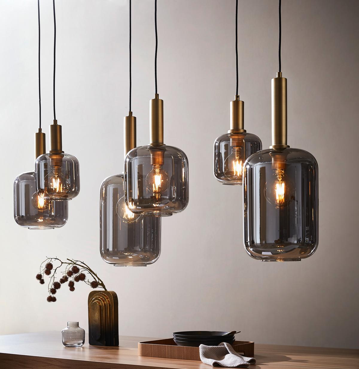 LAMPA WISZĄCA 45494/06/65 JOANET - jasnoszary, Design, szkło (132/41.5/218cm) - Lucide