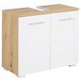 Waschbeckenunterschrank in Weiß/Eichefarben - Eichefarben/Alufarben, MODERN, Holzwerkstoff/Kunststoff (65/58/32cm) Waschbeckenunterschrank in Weiß/Eichefarben - Eichefarben/Alufarben, MODERN, Holzwerkstoff/Kunststoff (65/58/32cm)