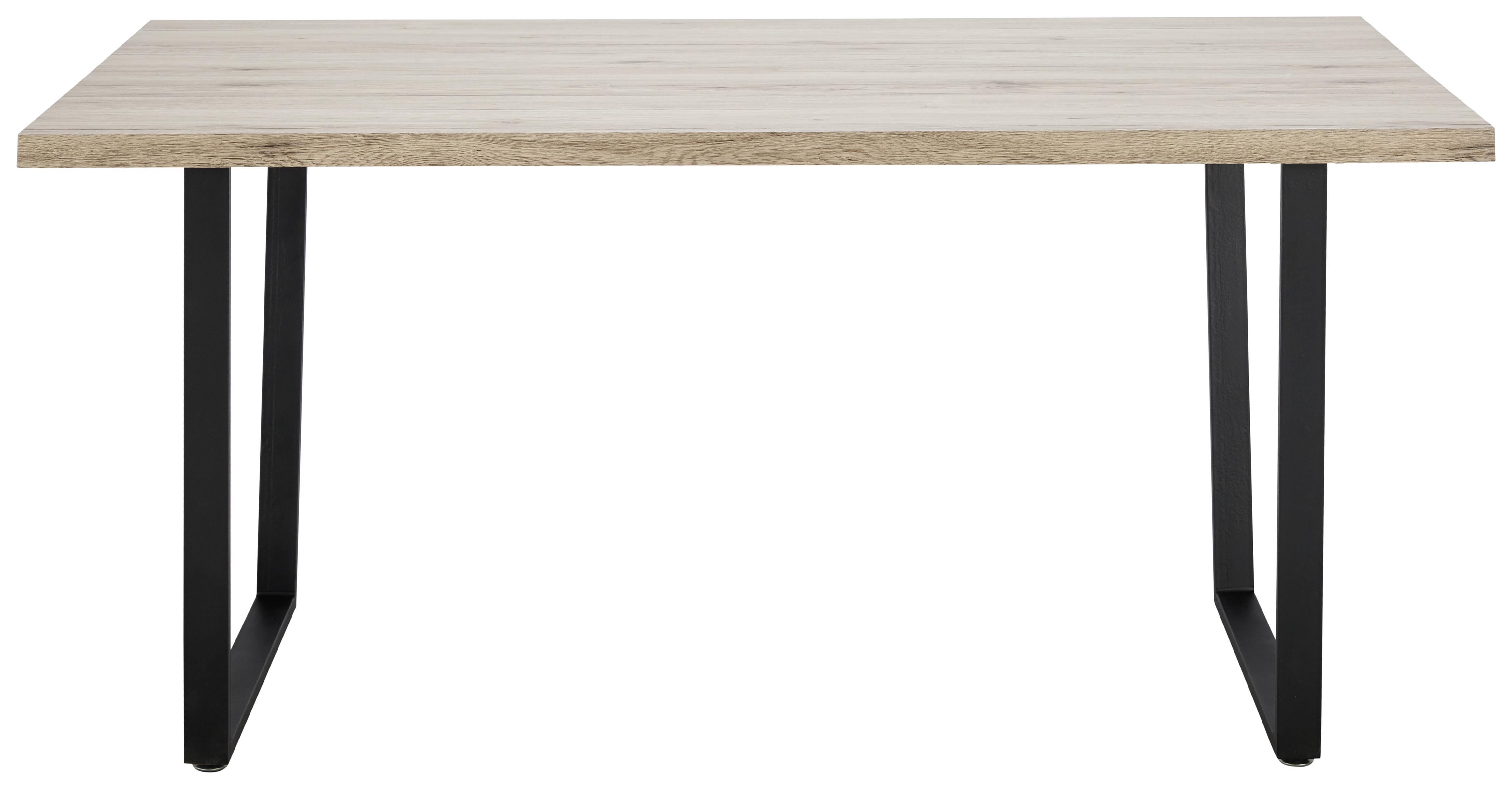 Esstisch DAVE eichefarben ca.160x90cm - Eichefarben/Schwarz, Modern, Holz/Metall (160/76/90cm) - Bessagi Home