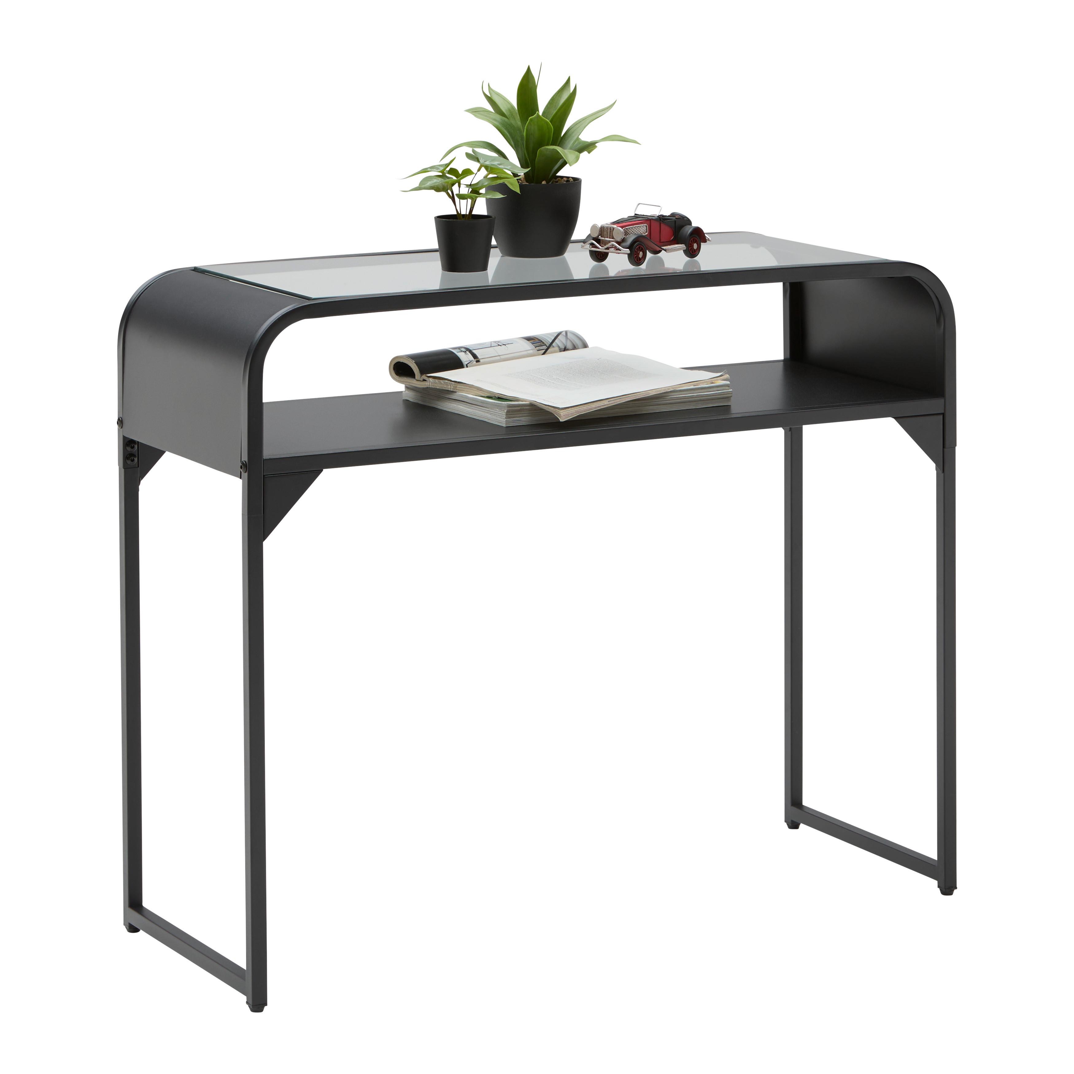 Konsole Florenz Schwarz - Schwarz, MODERN, Glas/Holzwerkstoff (90/75/35cm) - Mömax