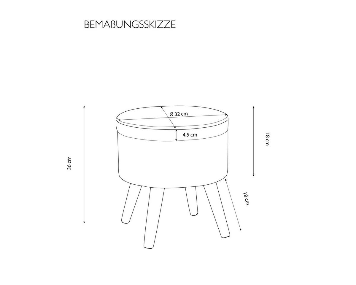 Hocker Max Grau mit Stauraum - Grau, Design, Holz/Textil (32,5/36/32,5cm) - Echtwerk