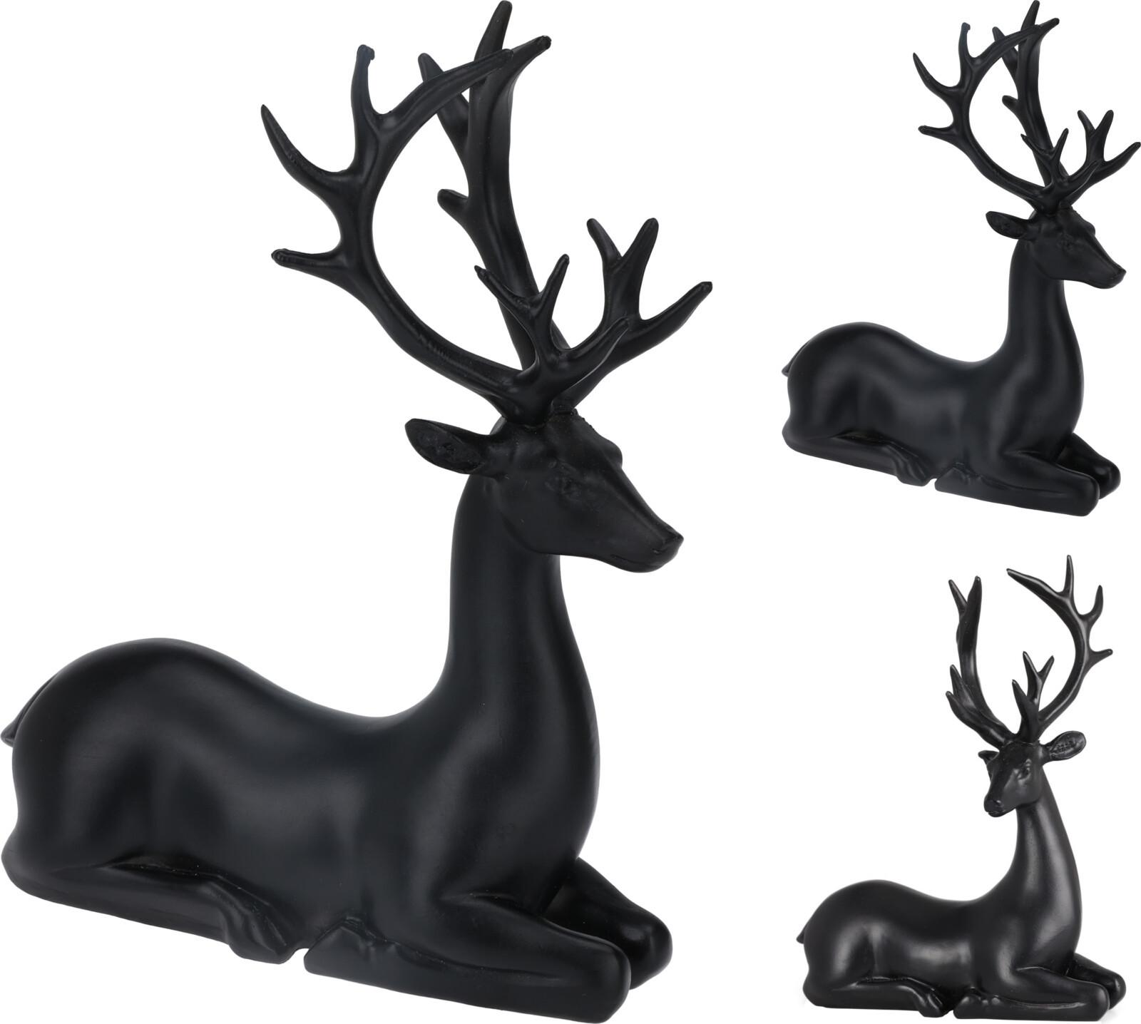 Figurină de Crăciun Deer - negru, Konventionell, plastic (16/6,5/20,5cm)
