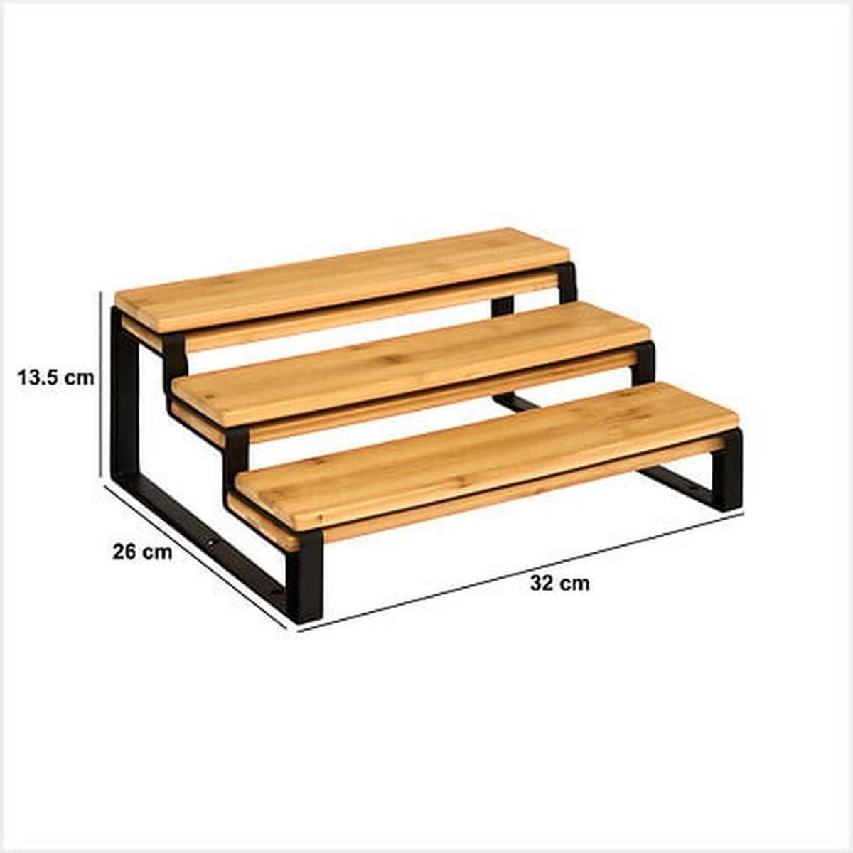 Etajeră pentru condimente extensibilă Ordera 2/1 - culoare natur/negru, Basics, lemn/metal (32/13,5/26cm)