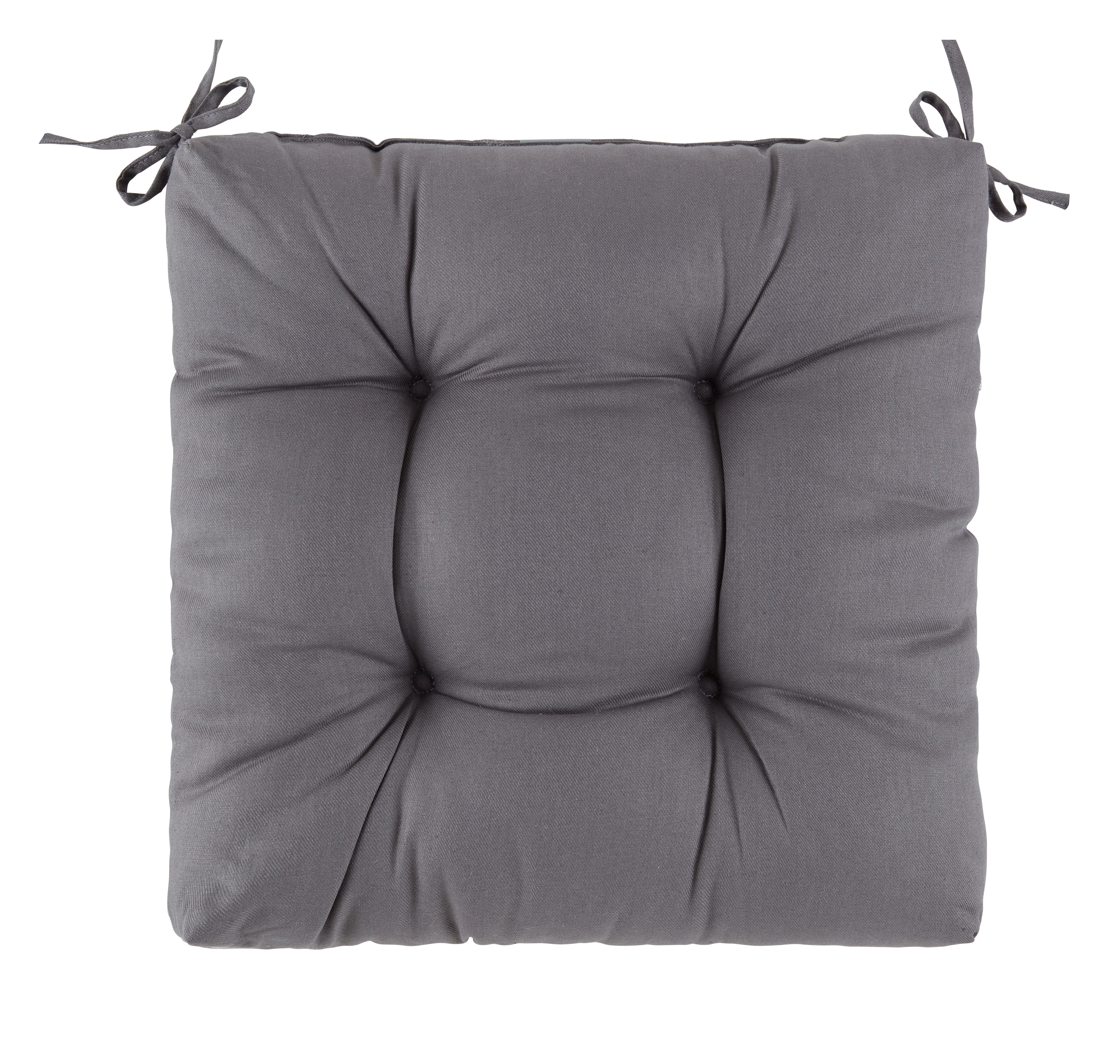 Sitzkissen Elli in Anthrazit ca. 40x40cm - Anthrazit, Konventionell (40/40/7cm) - Mömax
