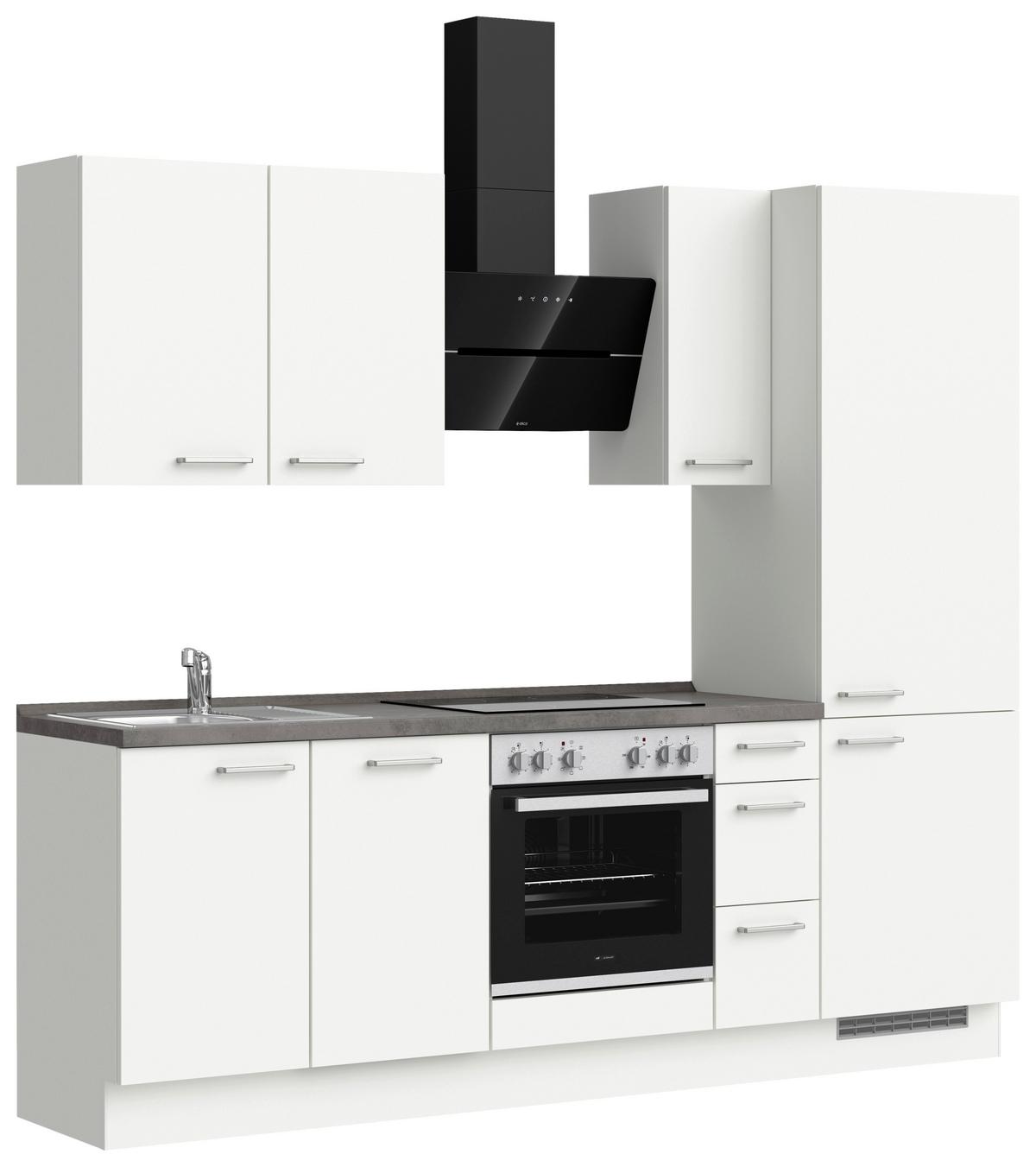 Küchenleerblock Touch High o. Geräte Weiß - Edelstahlfarben/Weiß, MODERN, Holzwerkstoff/Metall (240cm) - Nobilia