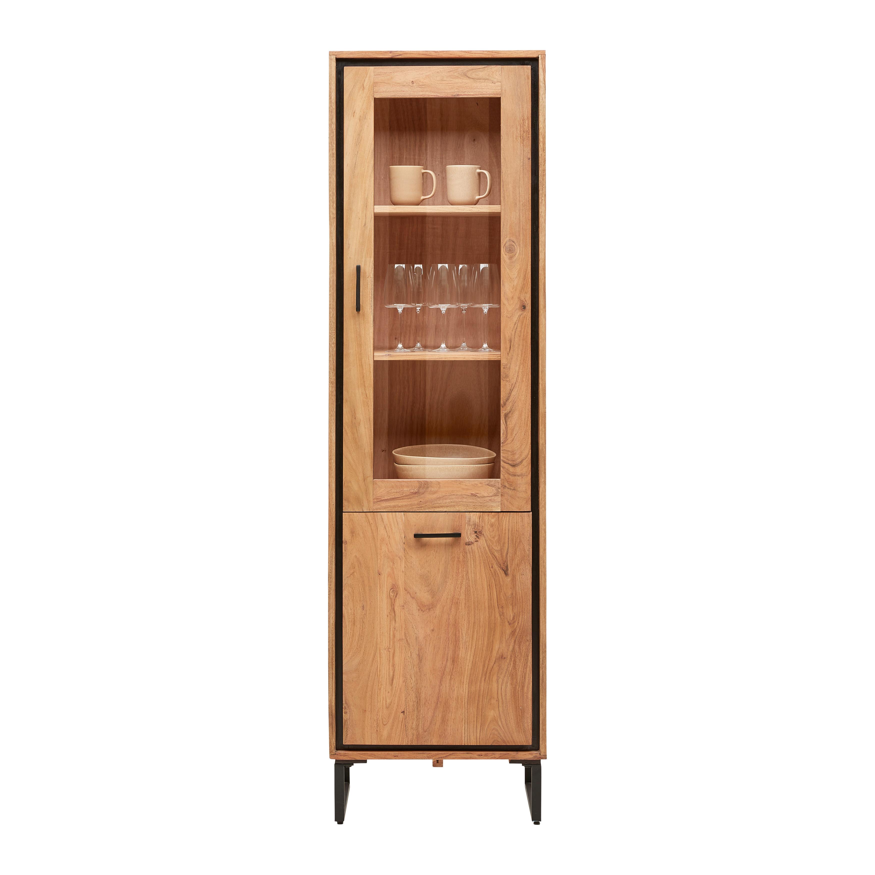 Vitrine Shiva Schwarz/Akaziefarben - Schwarz/Akaziefarben, MODERN, Holz/Metall (55/195/40cm) - Mömax