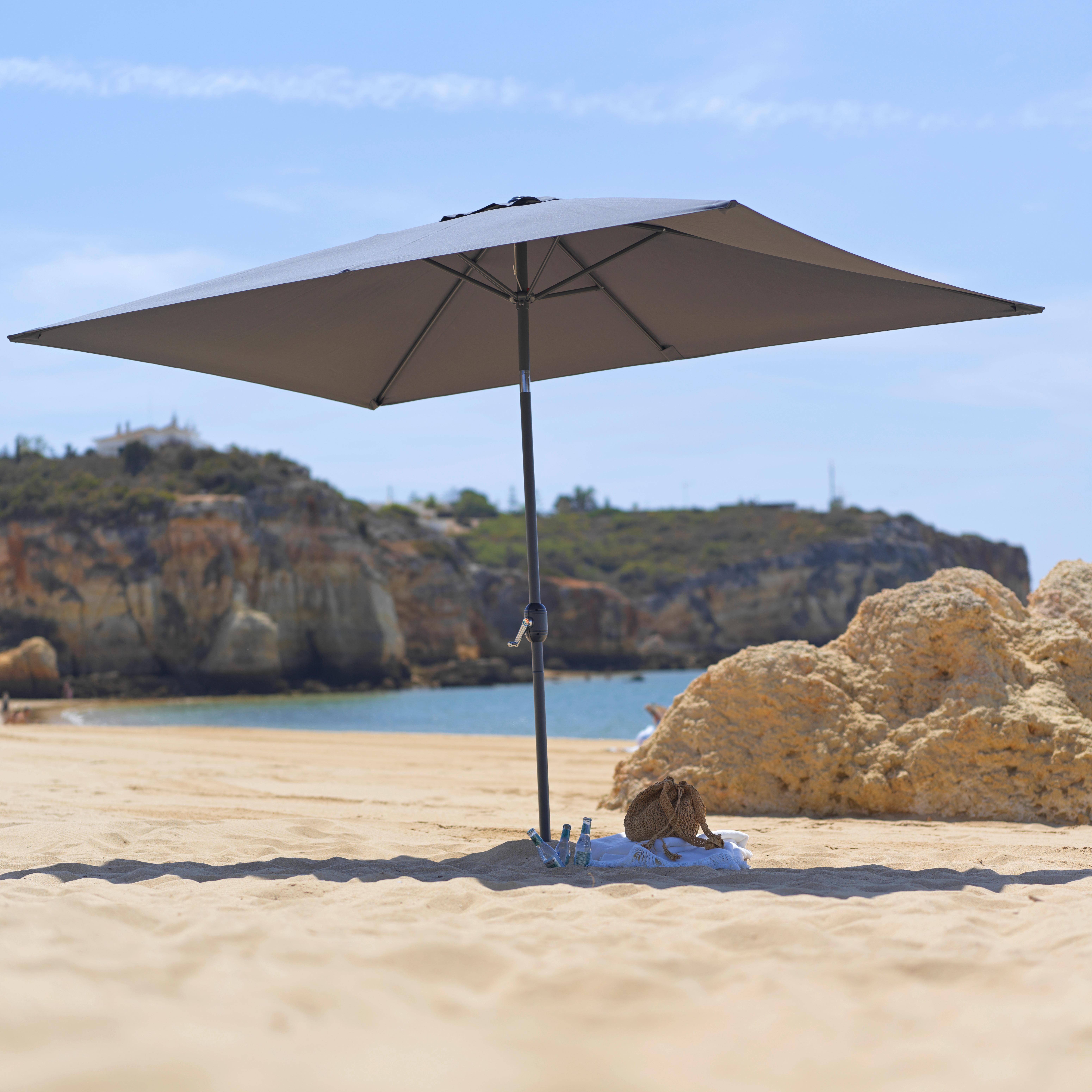 Sonnenschirm Picolo Anthrazit mit Knickgelenk - Anthrazit/Alufarben, Kunststoff/Textil (300/245/200cm) - Based