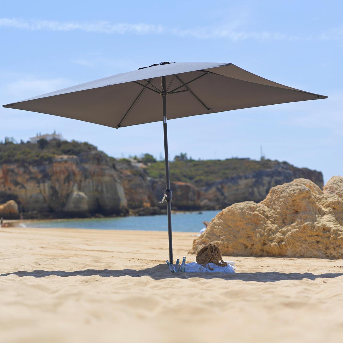 Sonnenschirm Picolo Anthrazit mit Knickgelenk - Anthrazit/Alufarben, Kunststoff/Textil (300/245/200cm) - Based